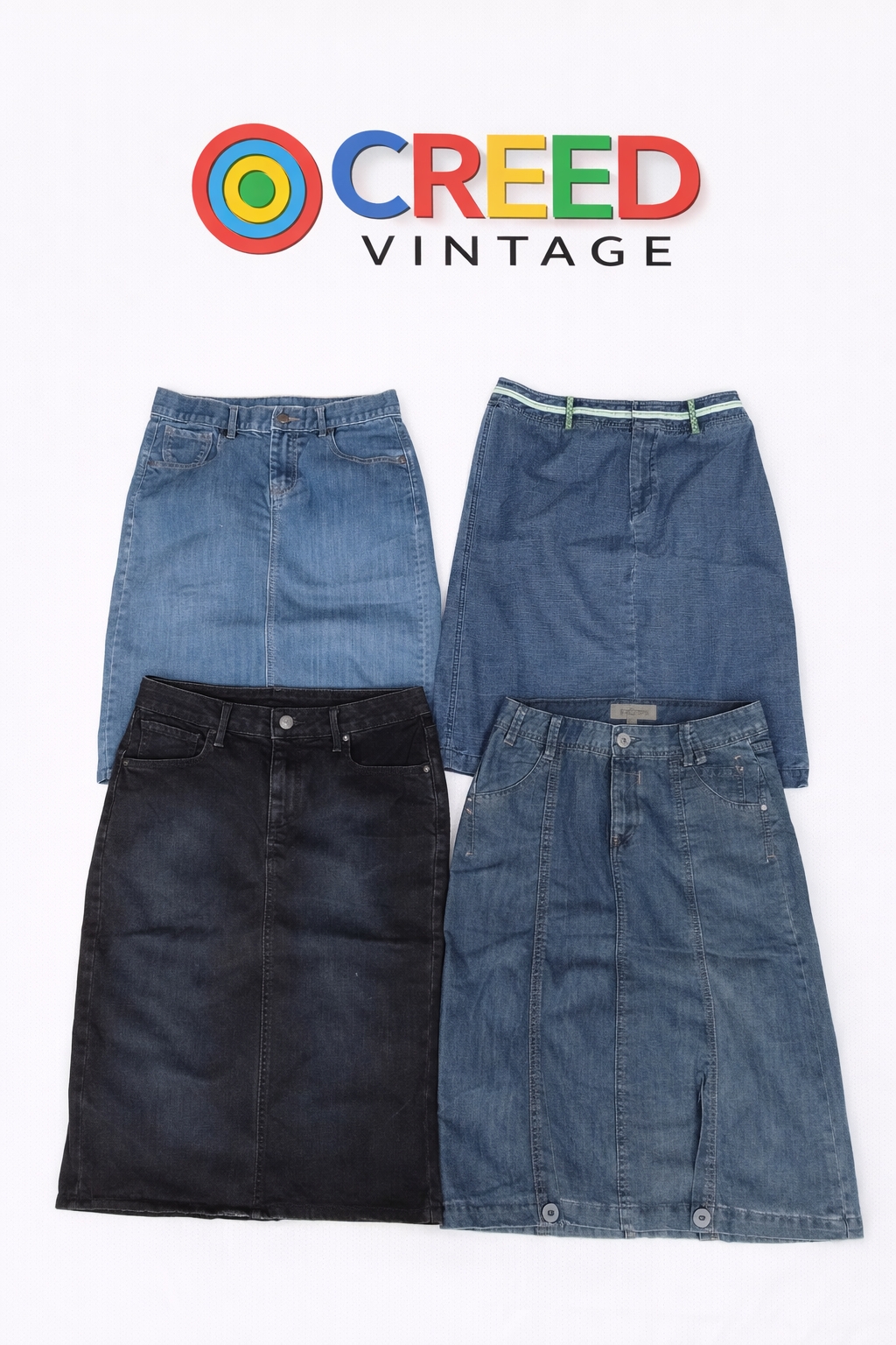 CR6425 Y2K Denim Midi Röcke