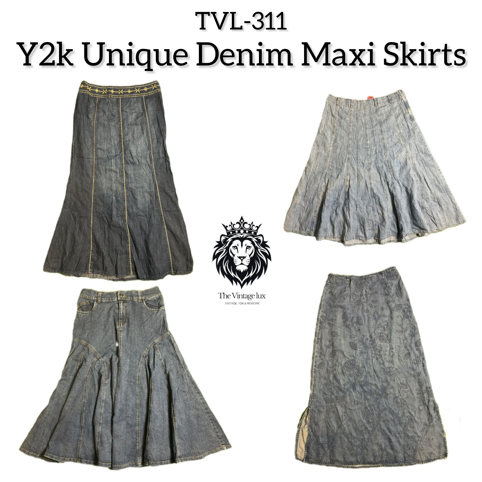 Y2K Einzigartige Denim Maxi-Röcke (TVL-311)