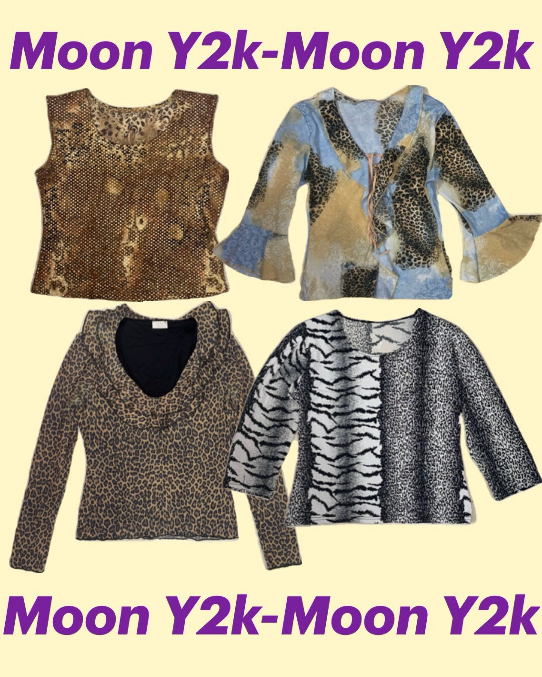 Y2k Animal Printed Mesh Tops Mix (M-1121)