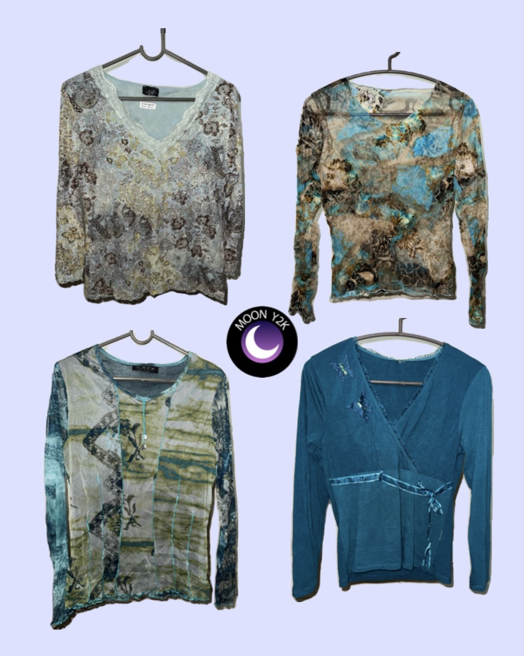 Y2k Oceanic Blue Full sleeve Mesh tops Mix (M-1128)