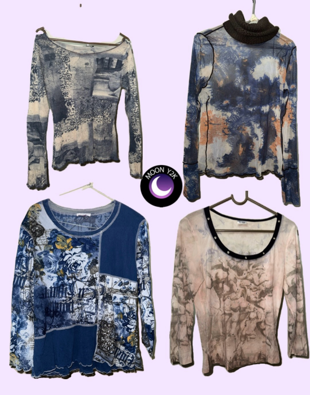 Y2K Printed Graphic Mesh tops mix (M-113..