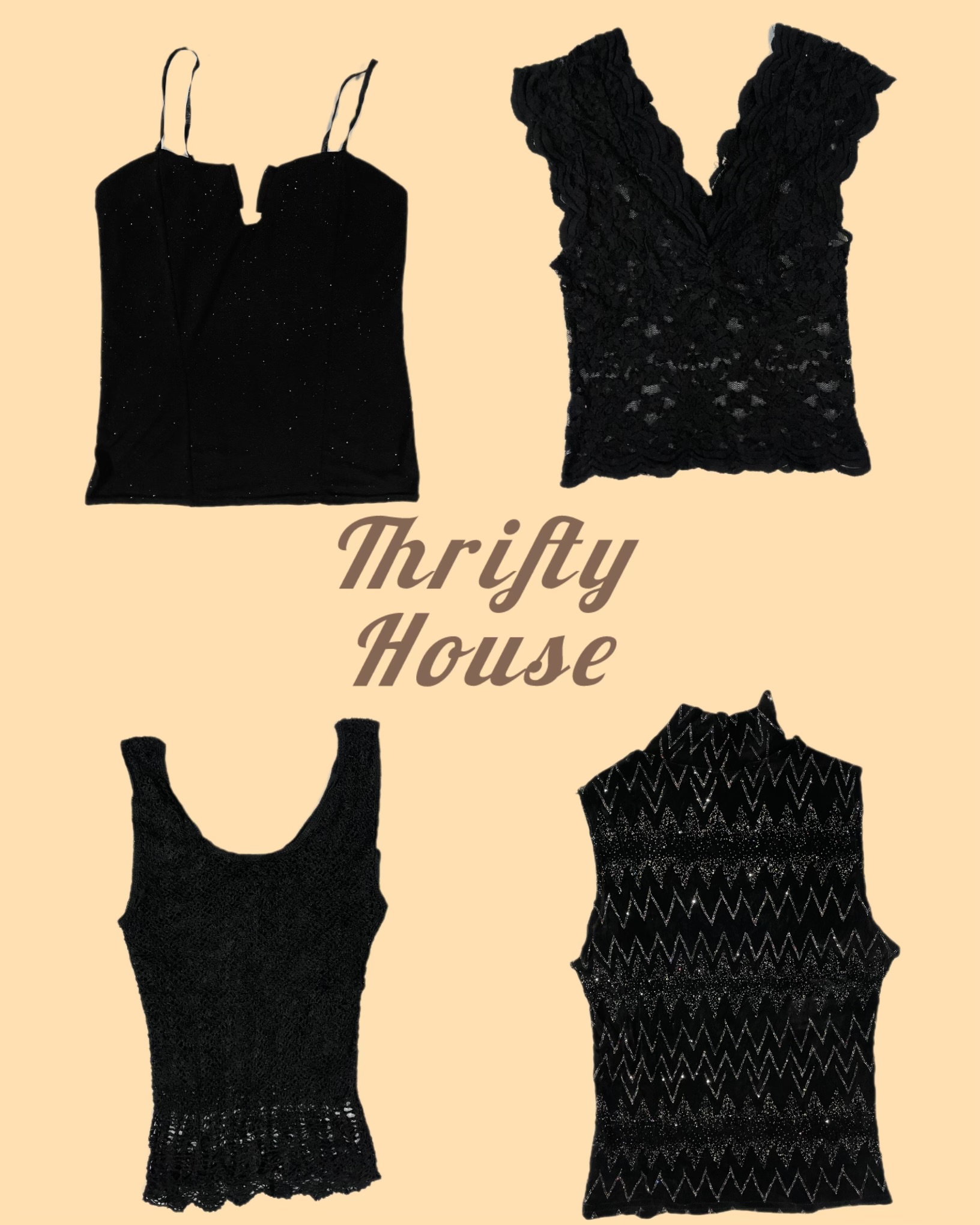 Essential Black Y2k Tops(TH/195)