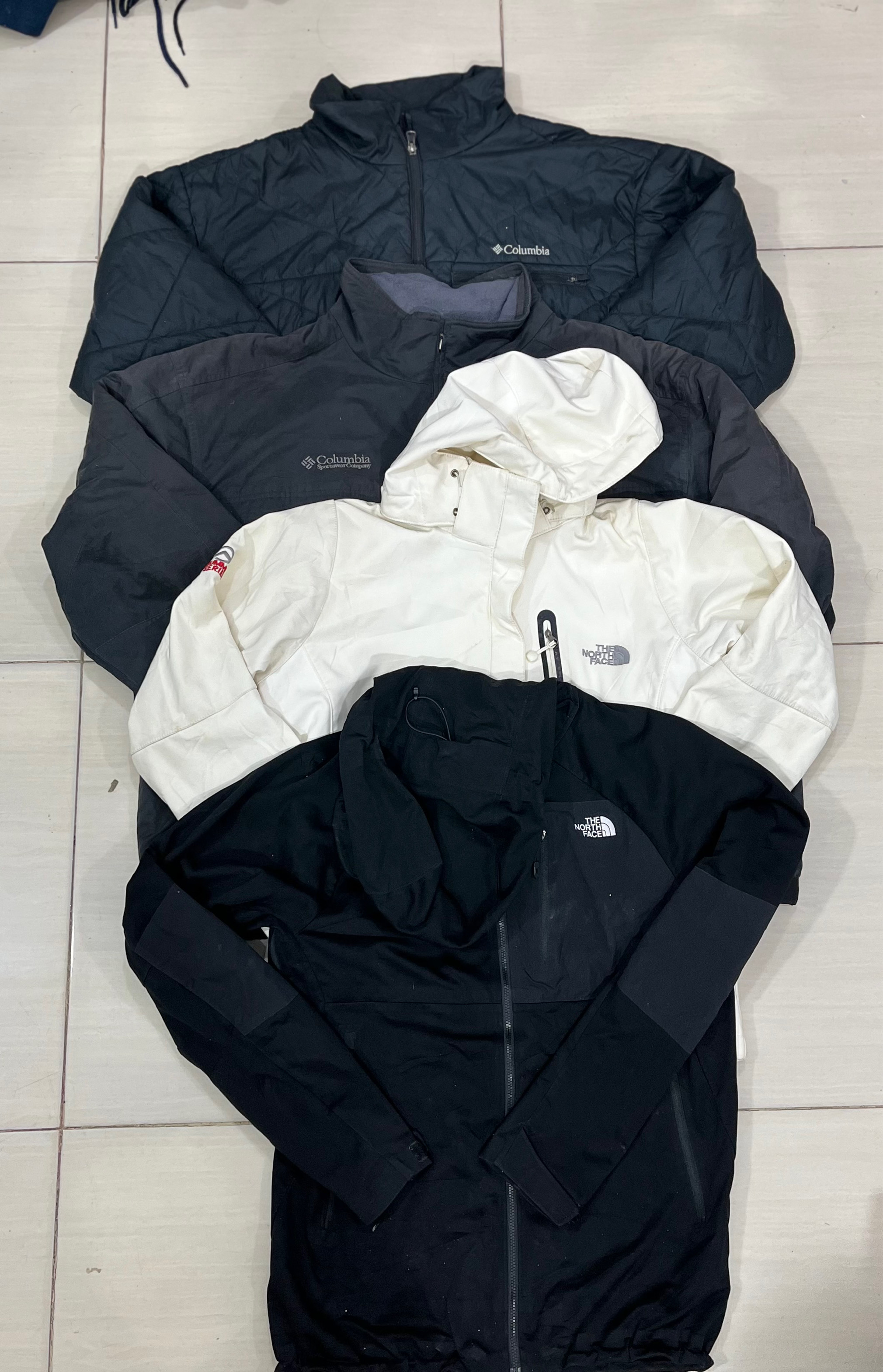 the north face and columbia jackets