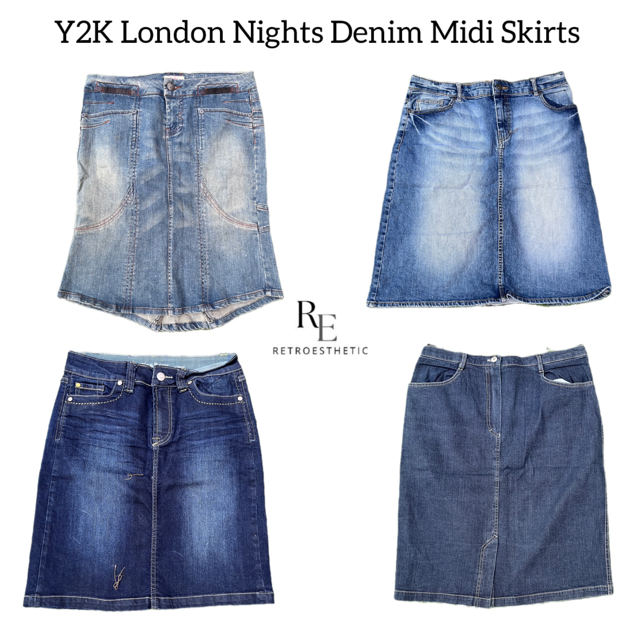 Y2K NYC IT Girl Denim Midi Skirts RE-2764