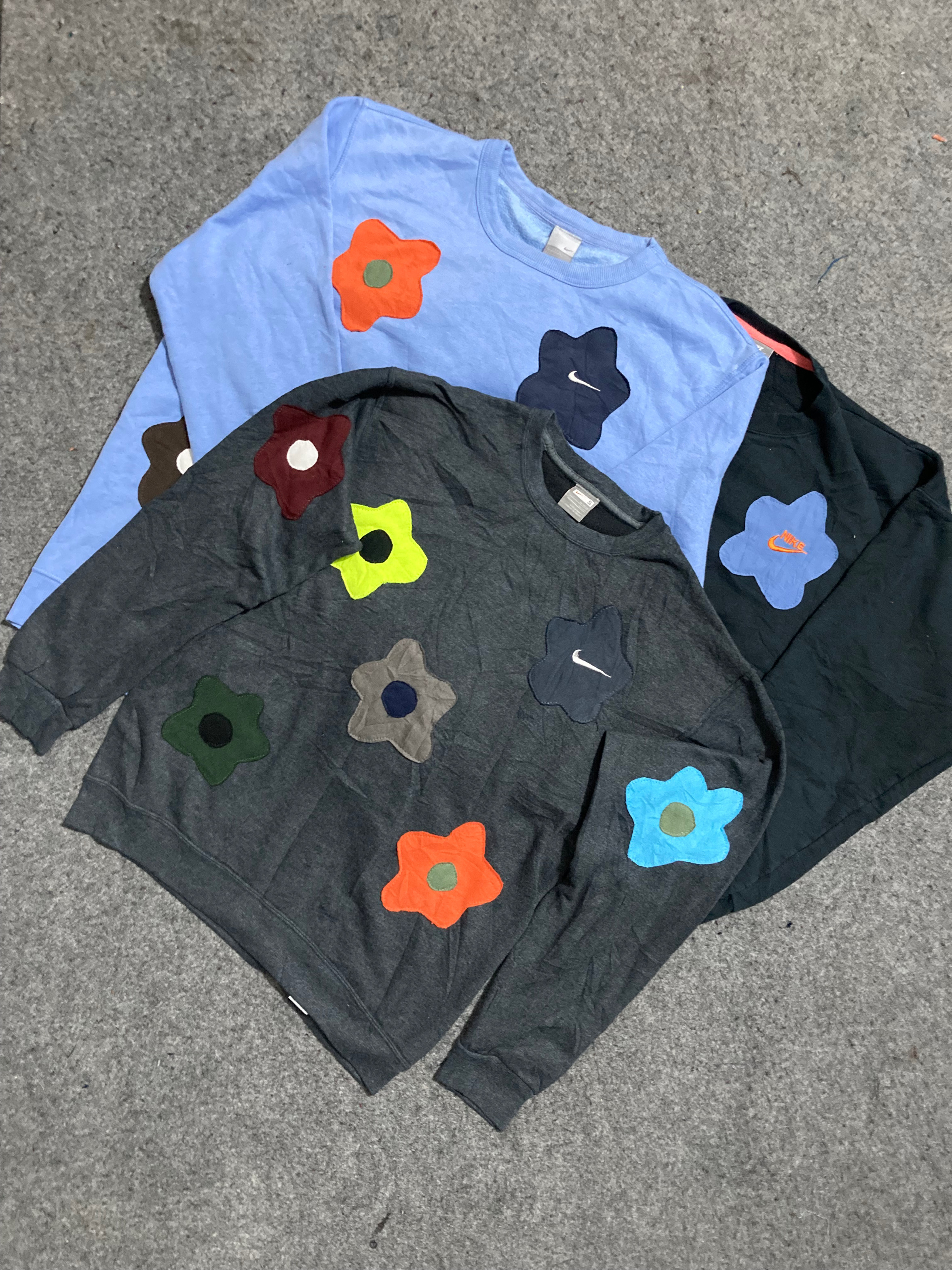 Flowers Upcycle Nike Sweatshirt