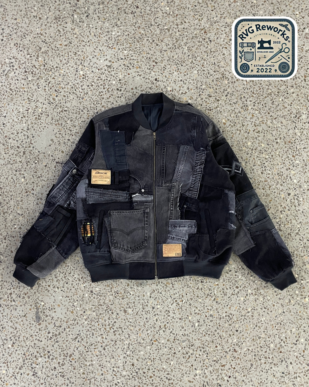 Upcycled Zero-Waste Denim Bomber Jacket