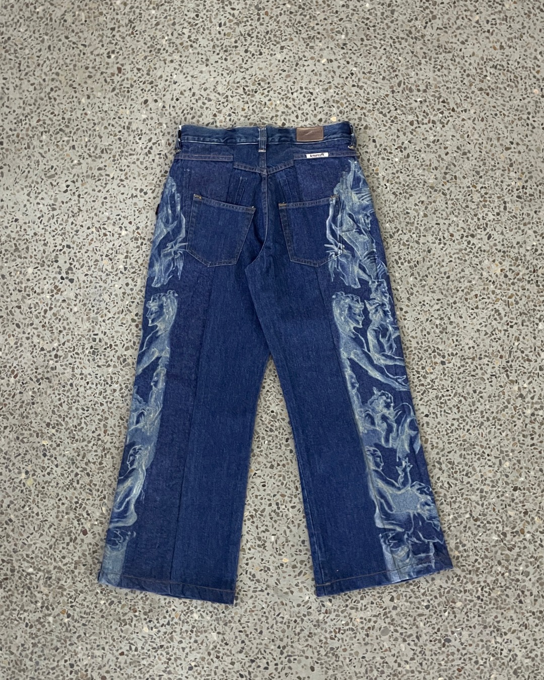 Upcycled Laser-Printed Wide-Leg Jeans