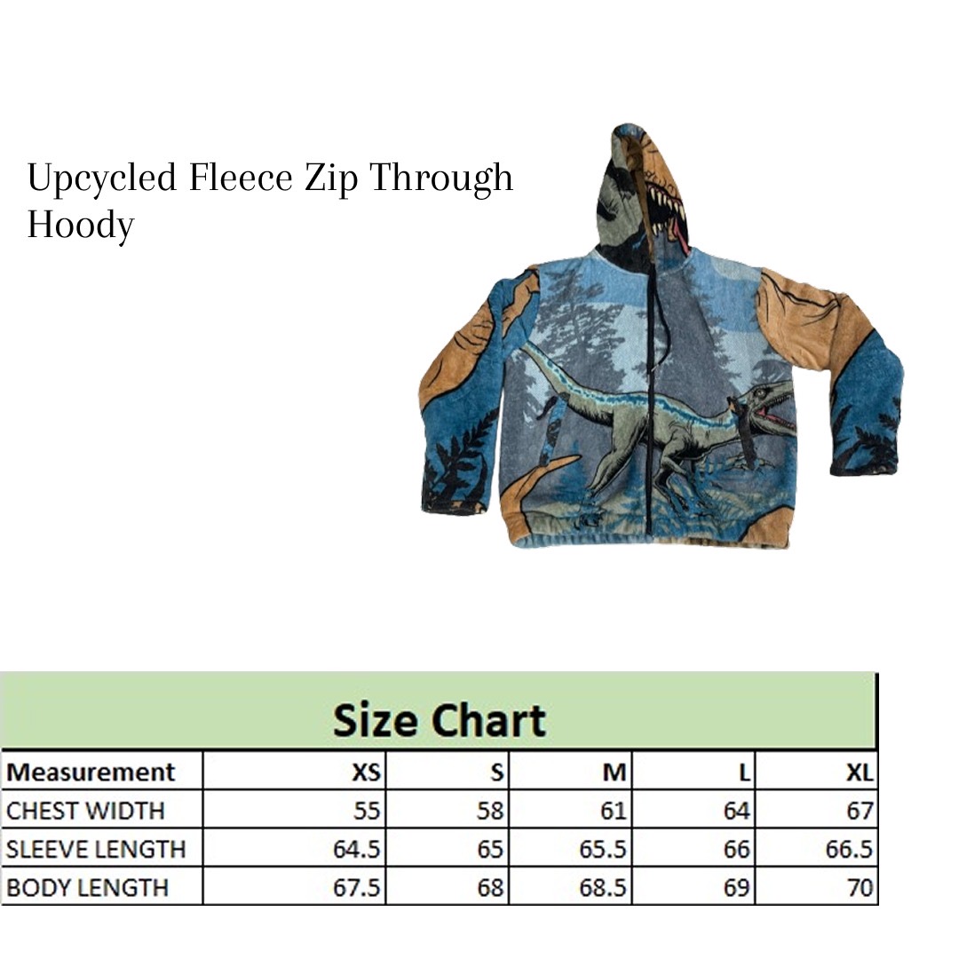 Upcycled Fleece Zip Through Hoodie