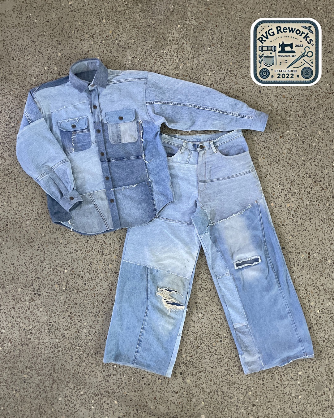 Upcycled Patchwork Denim Ko-Ord Set