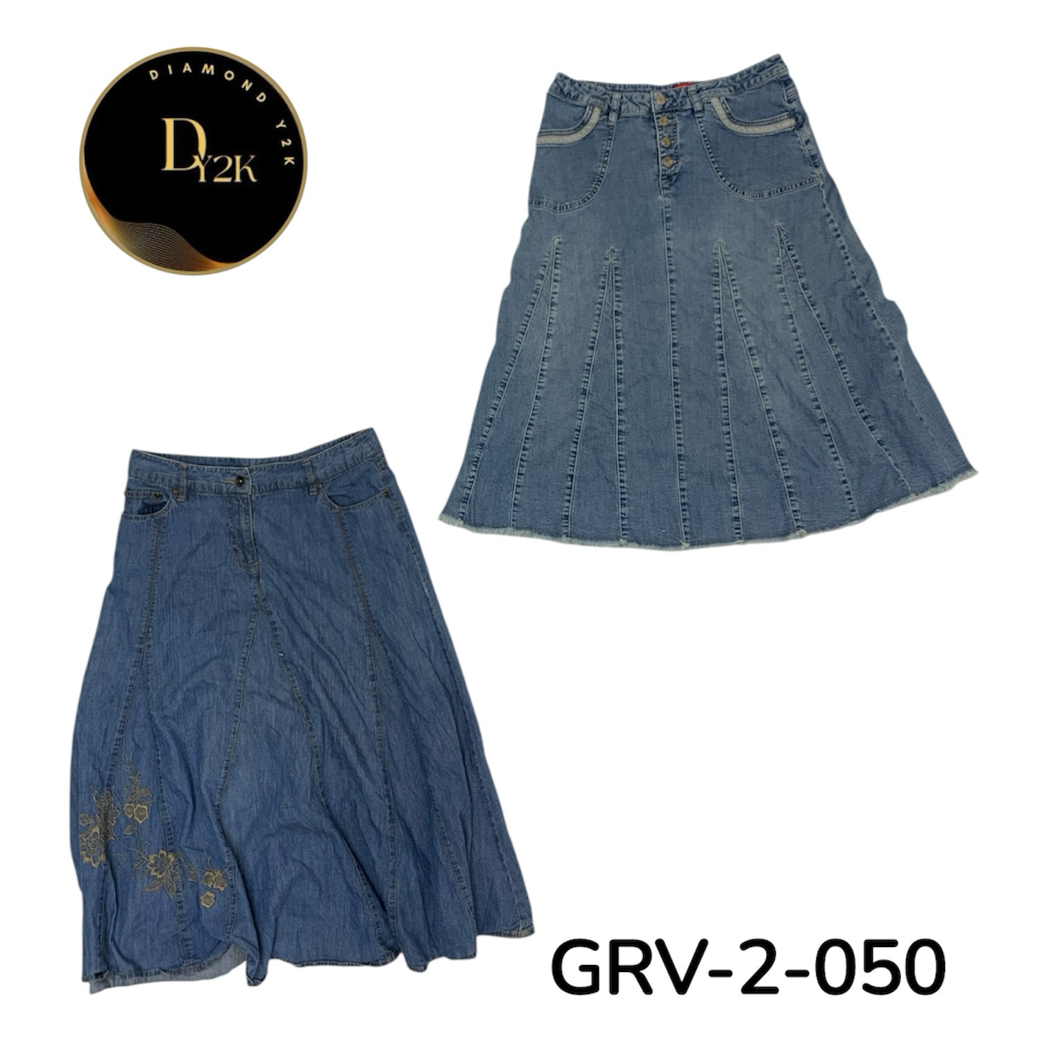 Hochtaillierter Denim-Maxiröcke – Retro Y2K-Stil (..