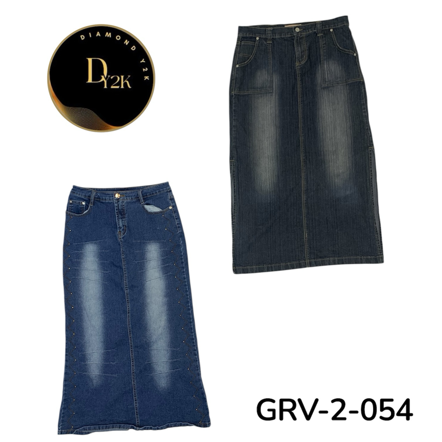 Y2K Denim Midi Skirt – Vintage Retro Aesthetic (GR..