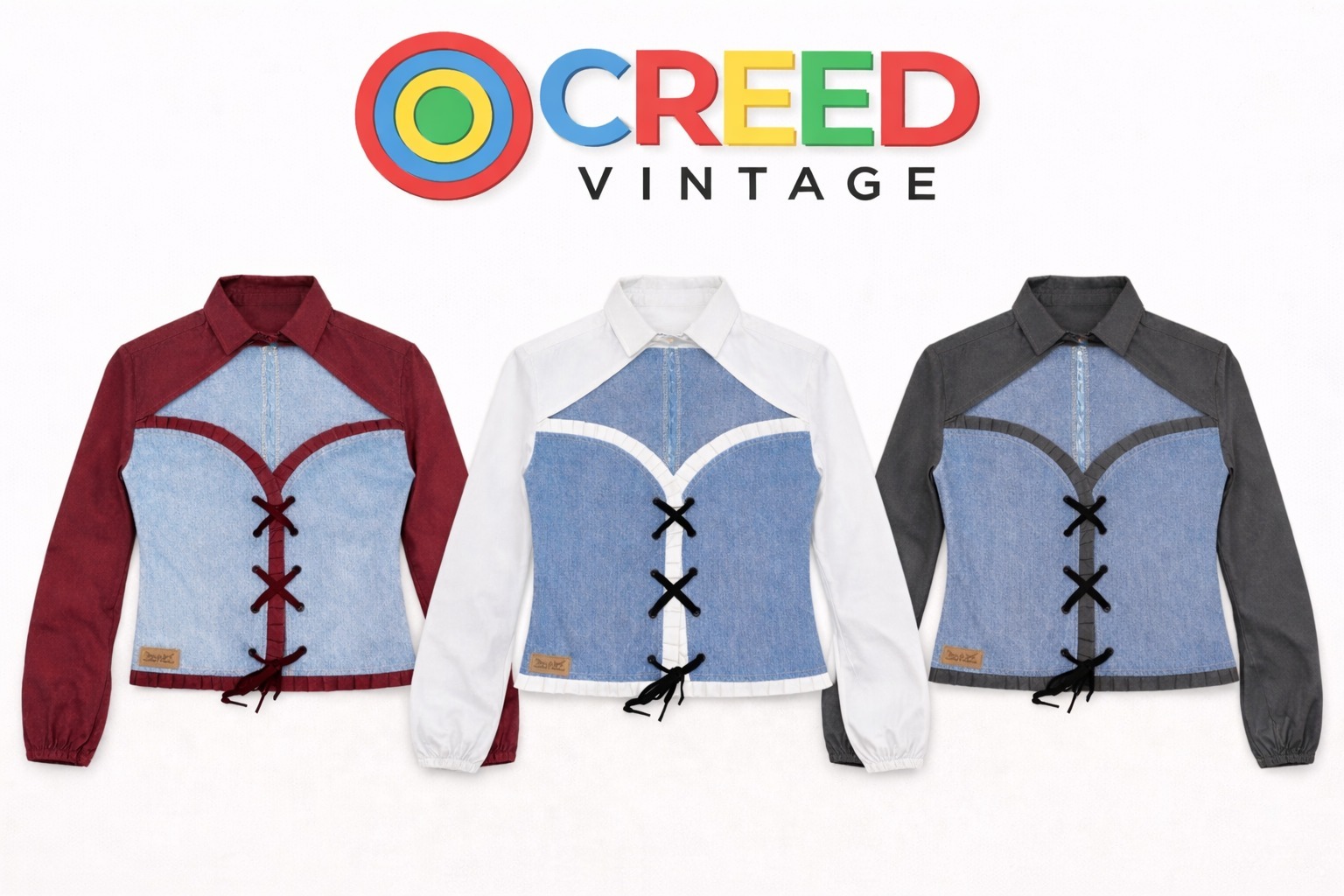 CR1288 Upcycle Denim Korsettkragen Top