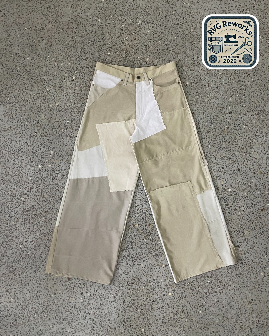 Upcycled Panelled Cotton Trousers