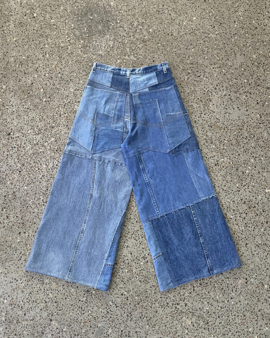 Upcycled Paneled Denim Trousers
