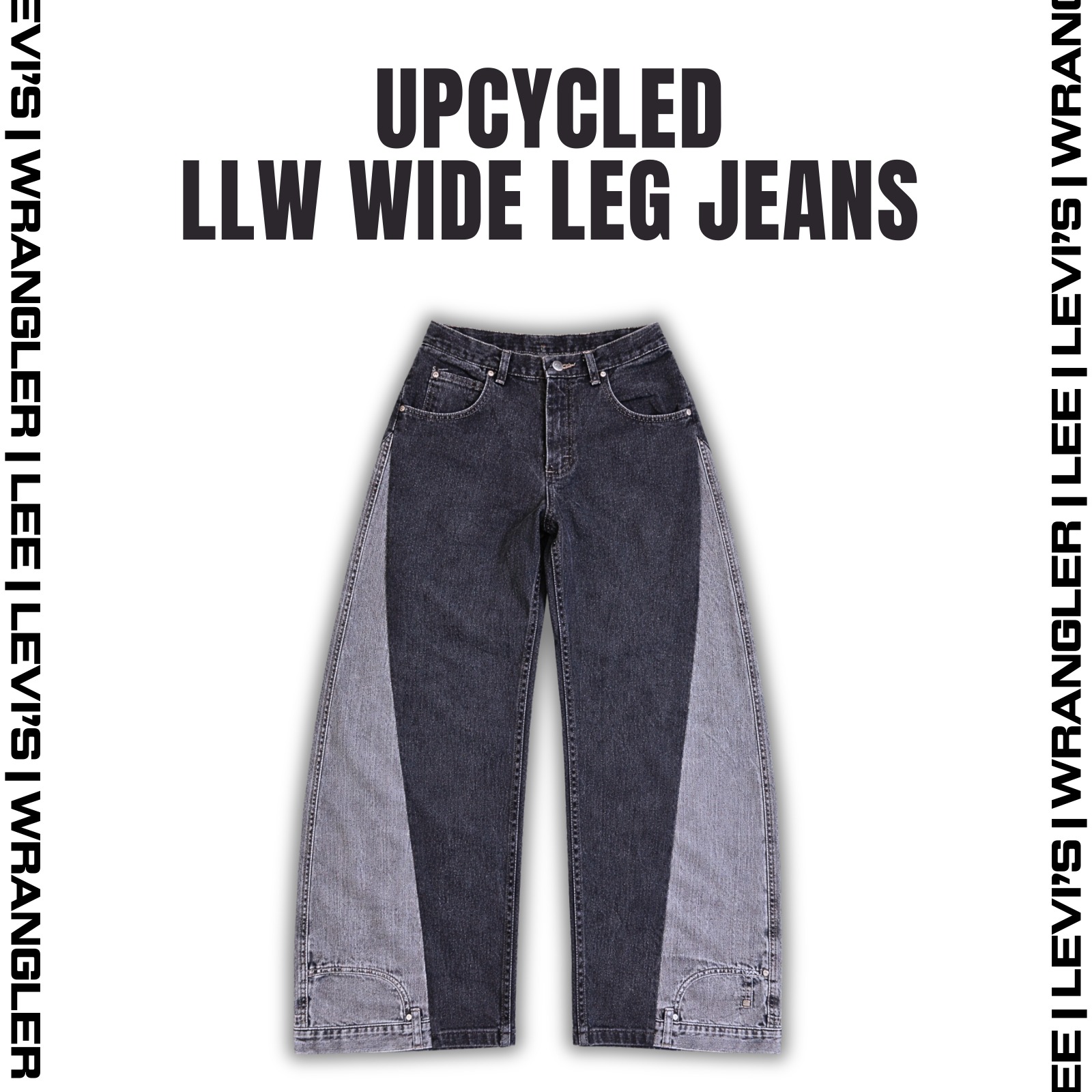 Upcycled LLW Out-Seam Wide Leg Jeans - Moq 15pcs