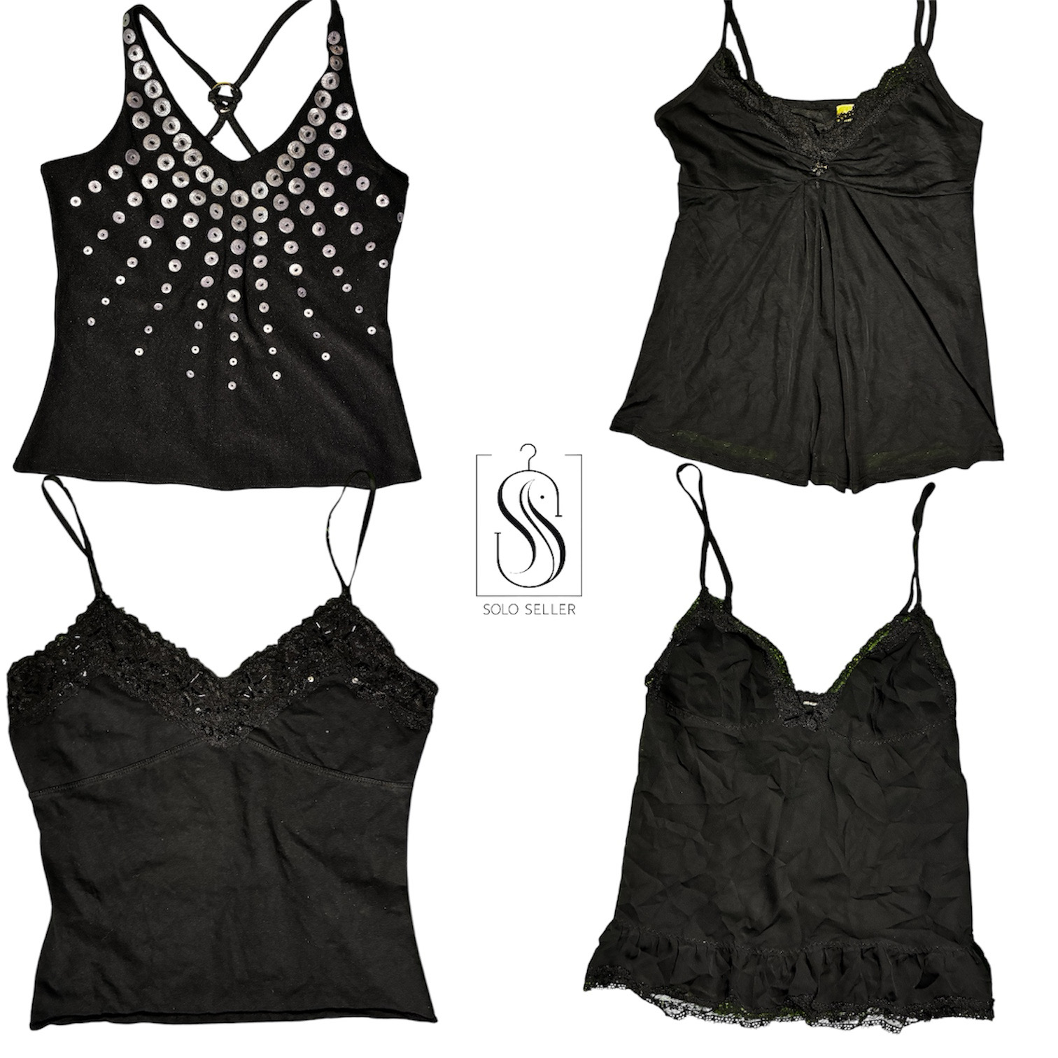 Y2K Gothic black cami tops (SS-010)