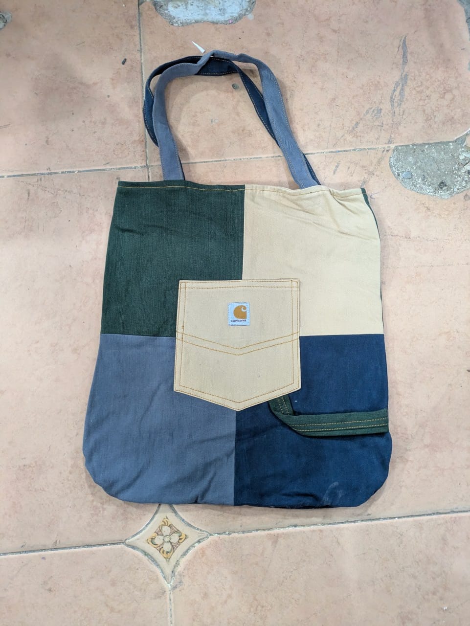 CR1296 Upcycled Carhartt Corduroy Patchwork Tote B..