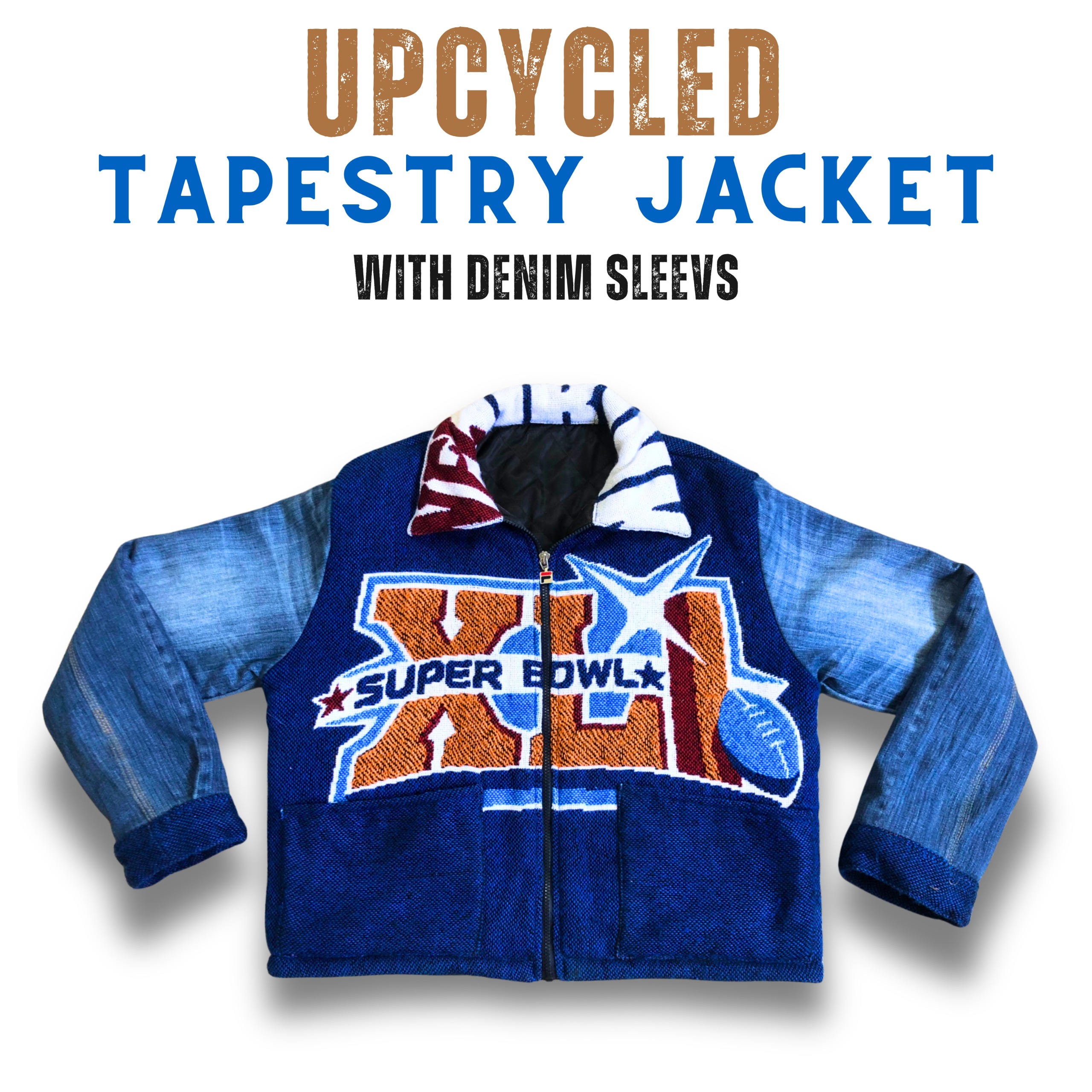 Upcycled Tapestry Jacket - Mit Denim-Ärmeln (Moq 1..