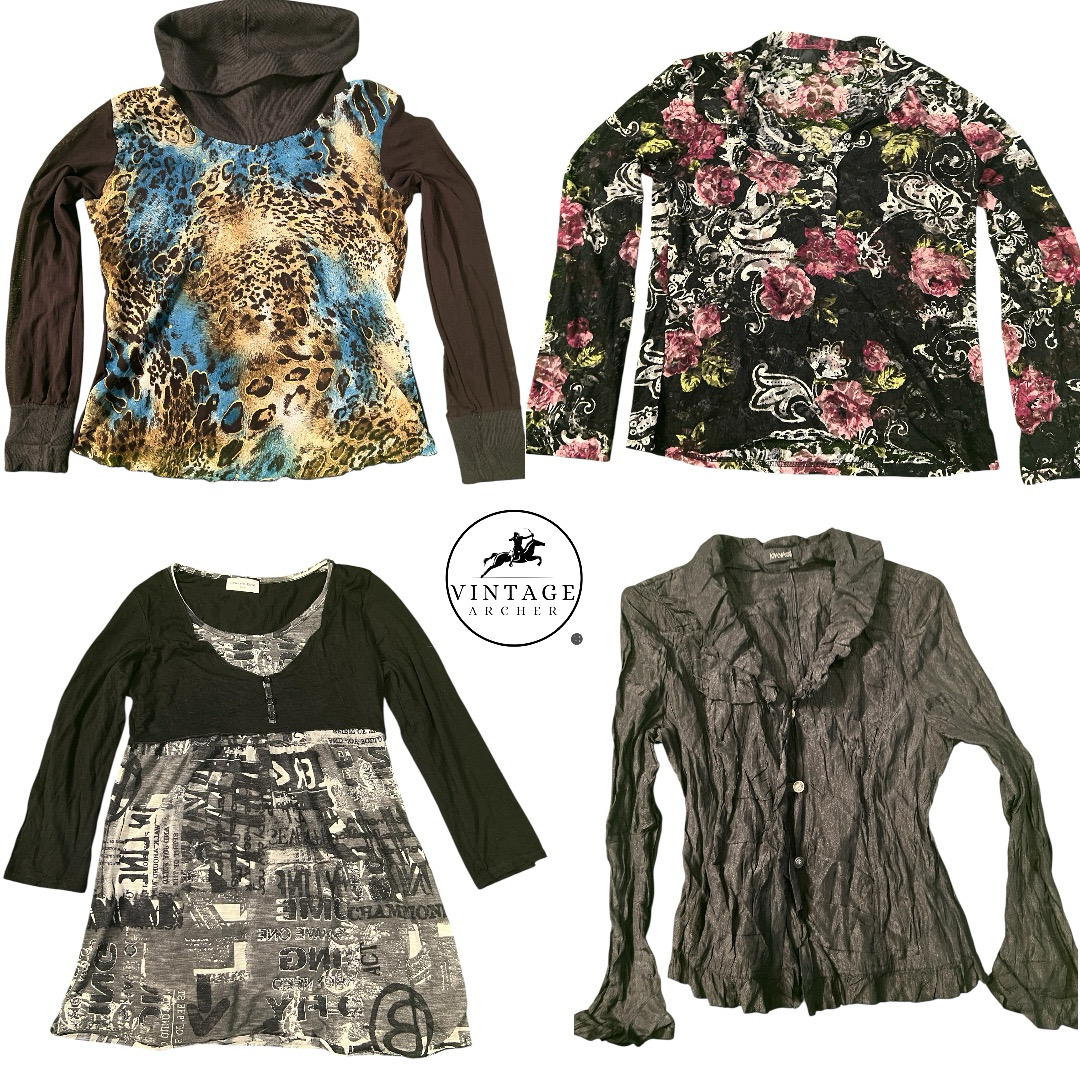 Y2K Retro Long Sleeve Blouses: 8Pcs M-1