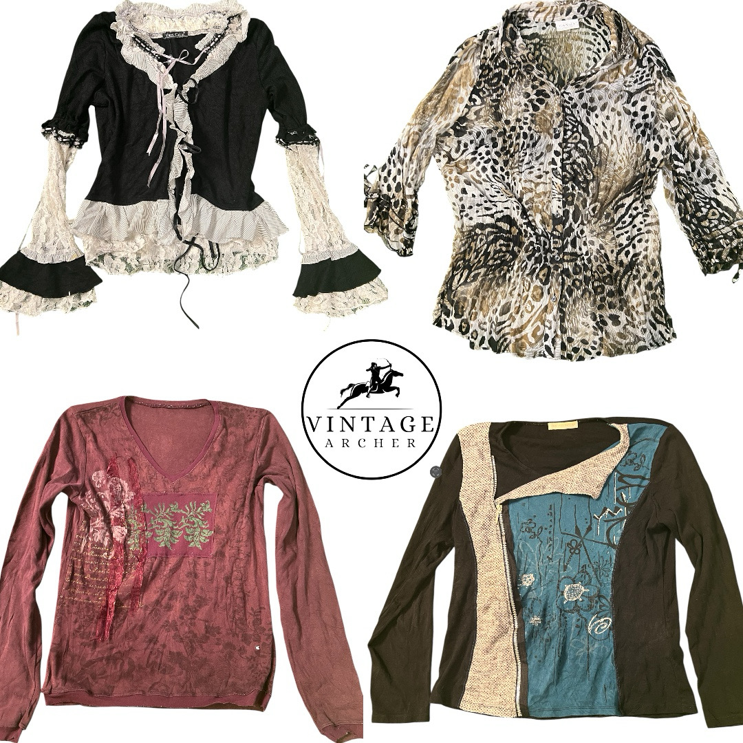 Y2K Glamours Full Sleeves Blouses: 8 Pcs M-4