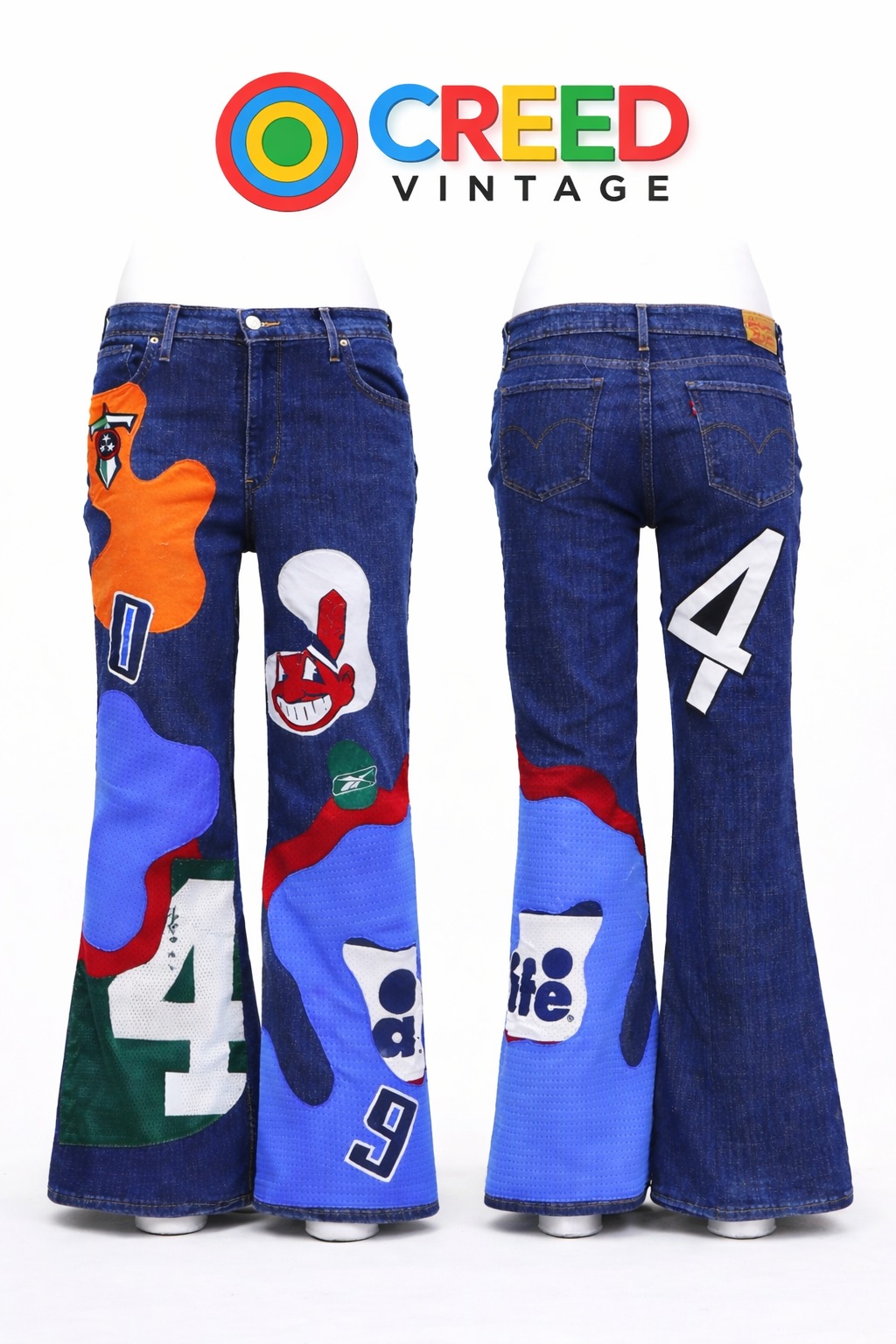 CR1303 Reworked Varsity Patch Flare Jeans