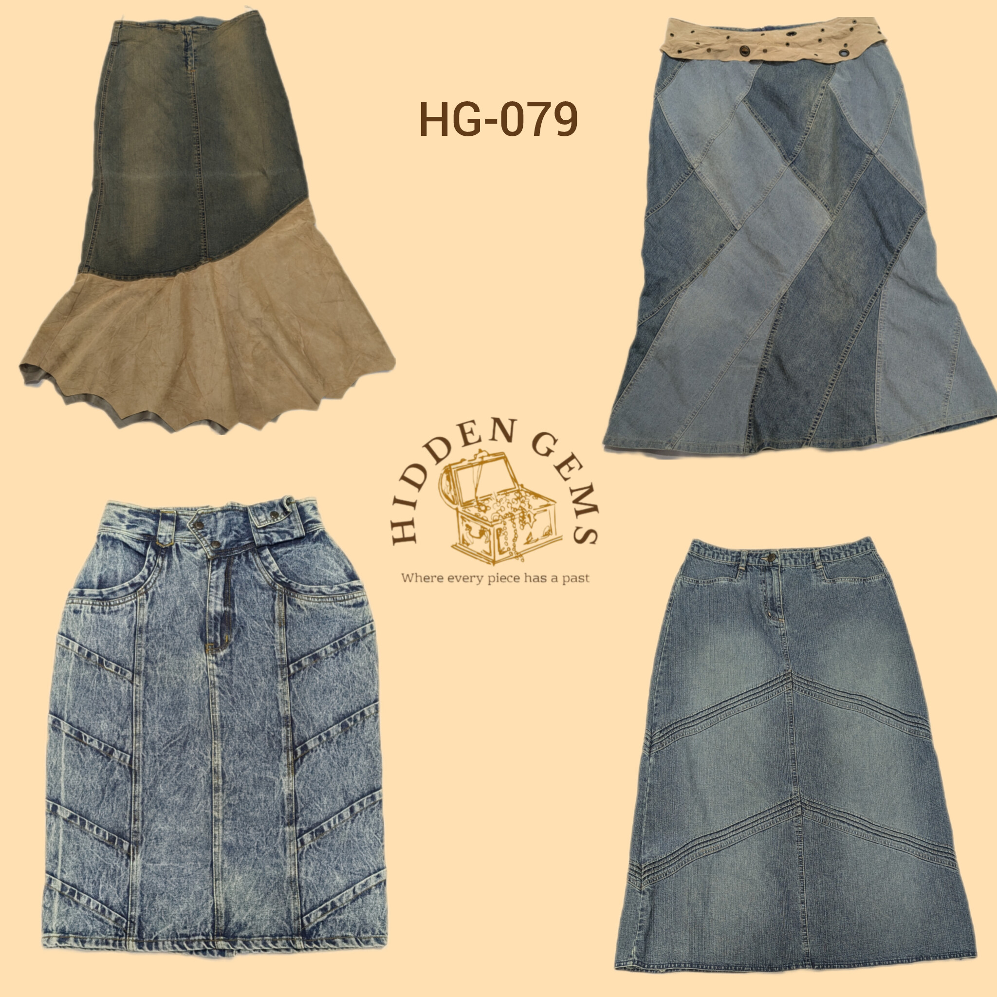 Y2K einzigartige Denim-Maxi-Röcke (HG-079)