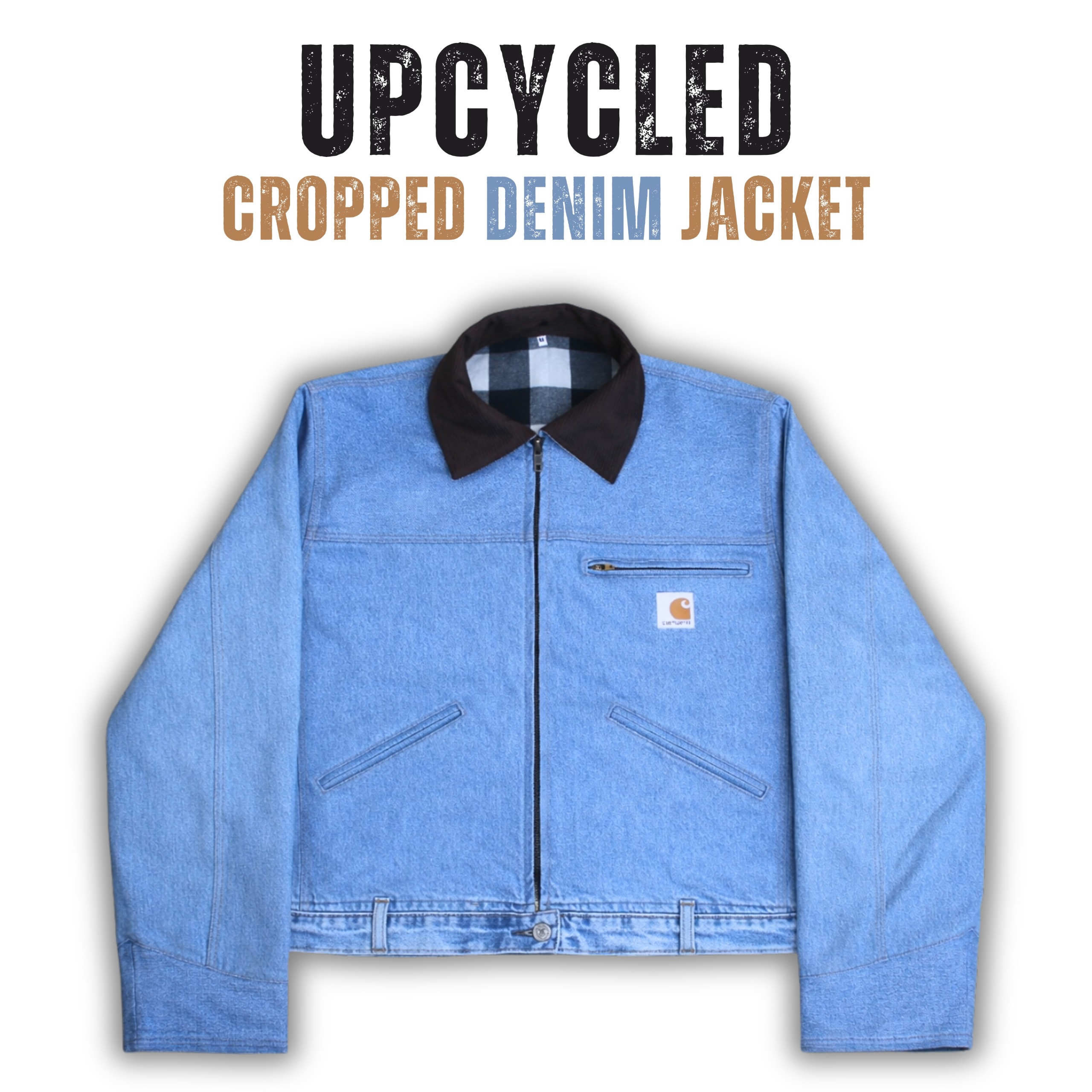 Upcycled Carharrt Cropped Denim Jacket -moq15