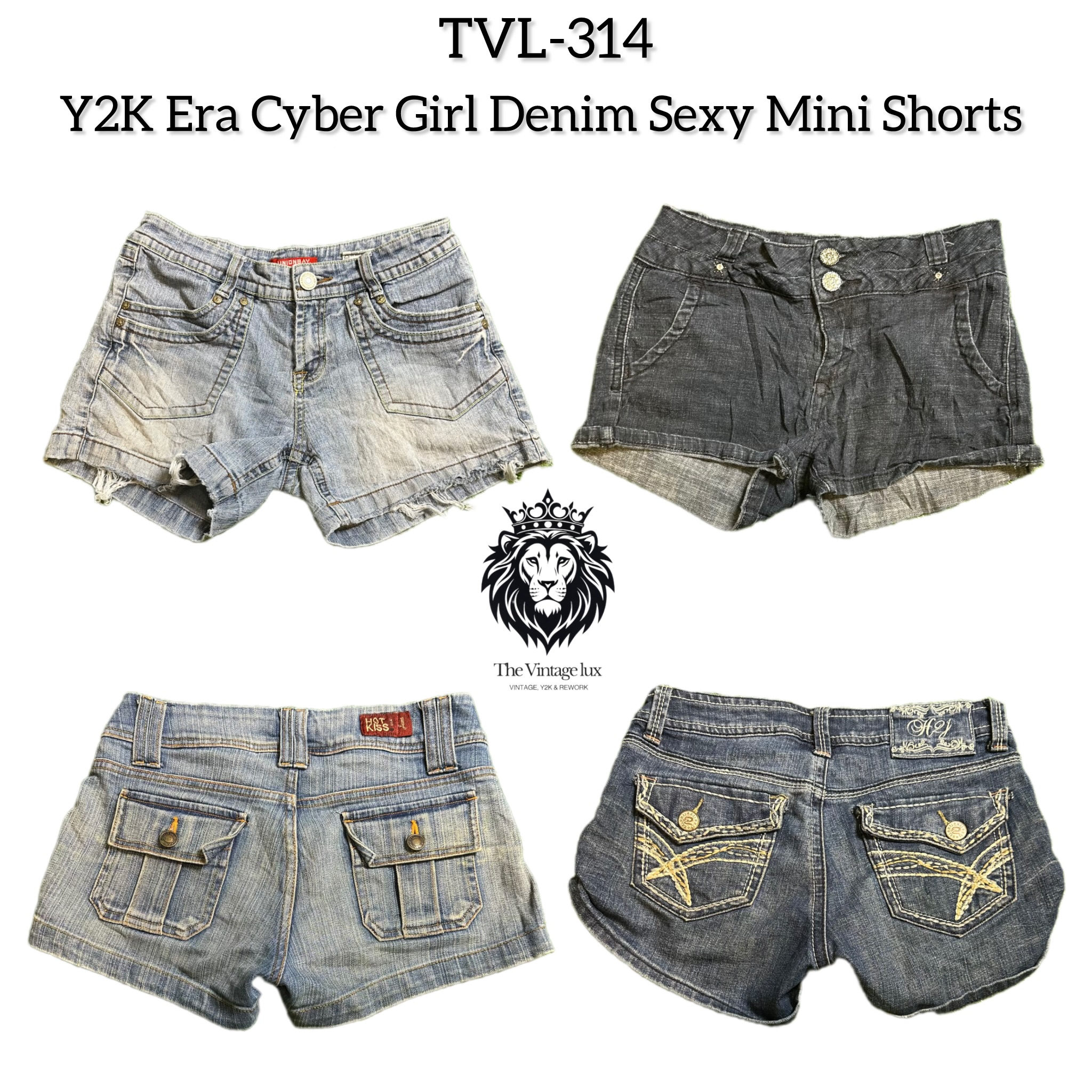 Y2K Cyber Girl Era Denim Micro Mini Shorts (TVL-31..