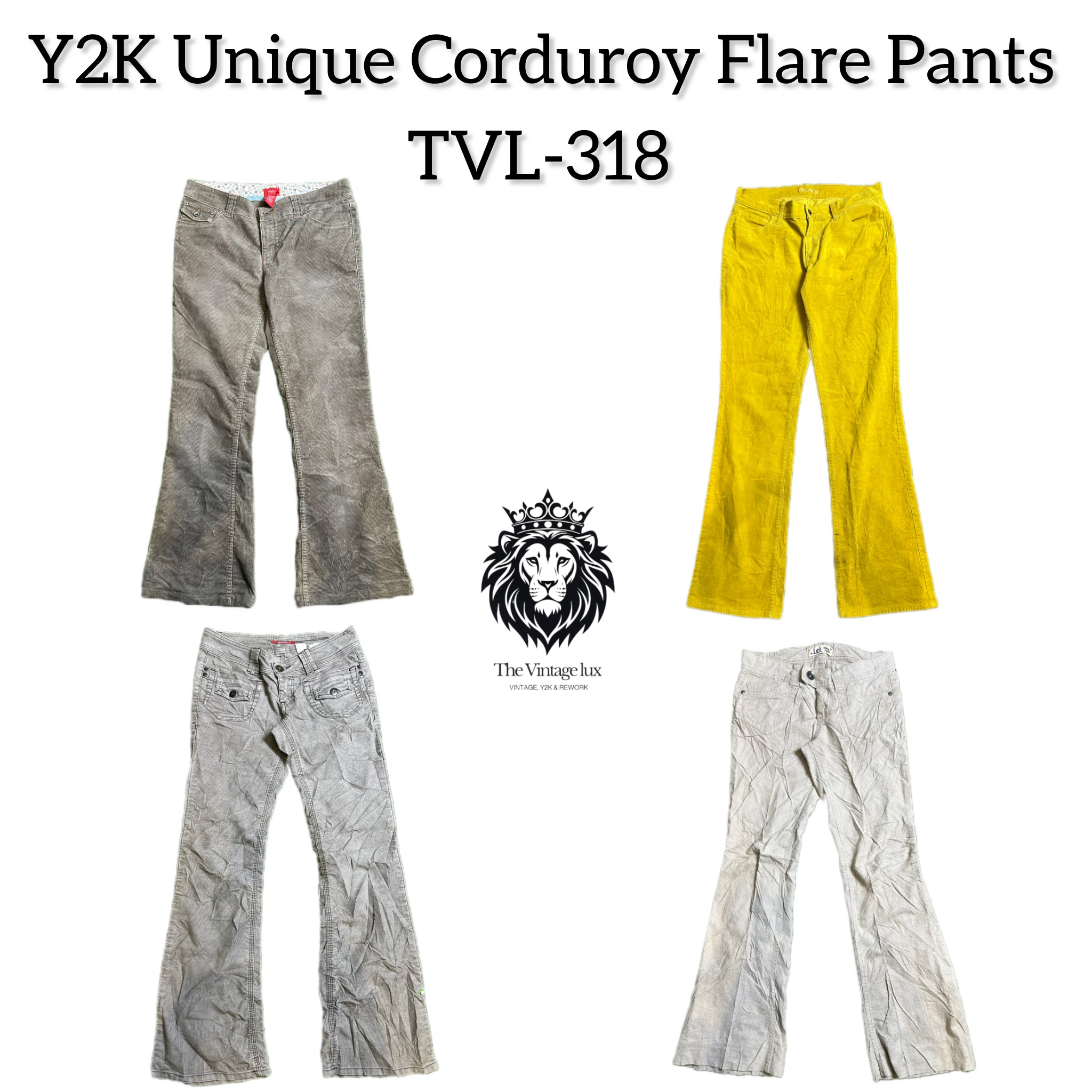 Y2K Unique Corduroy Flare Pants (TVL-318)