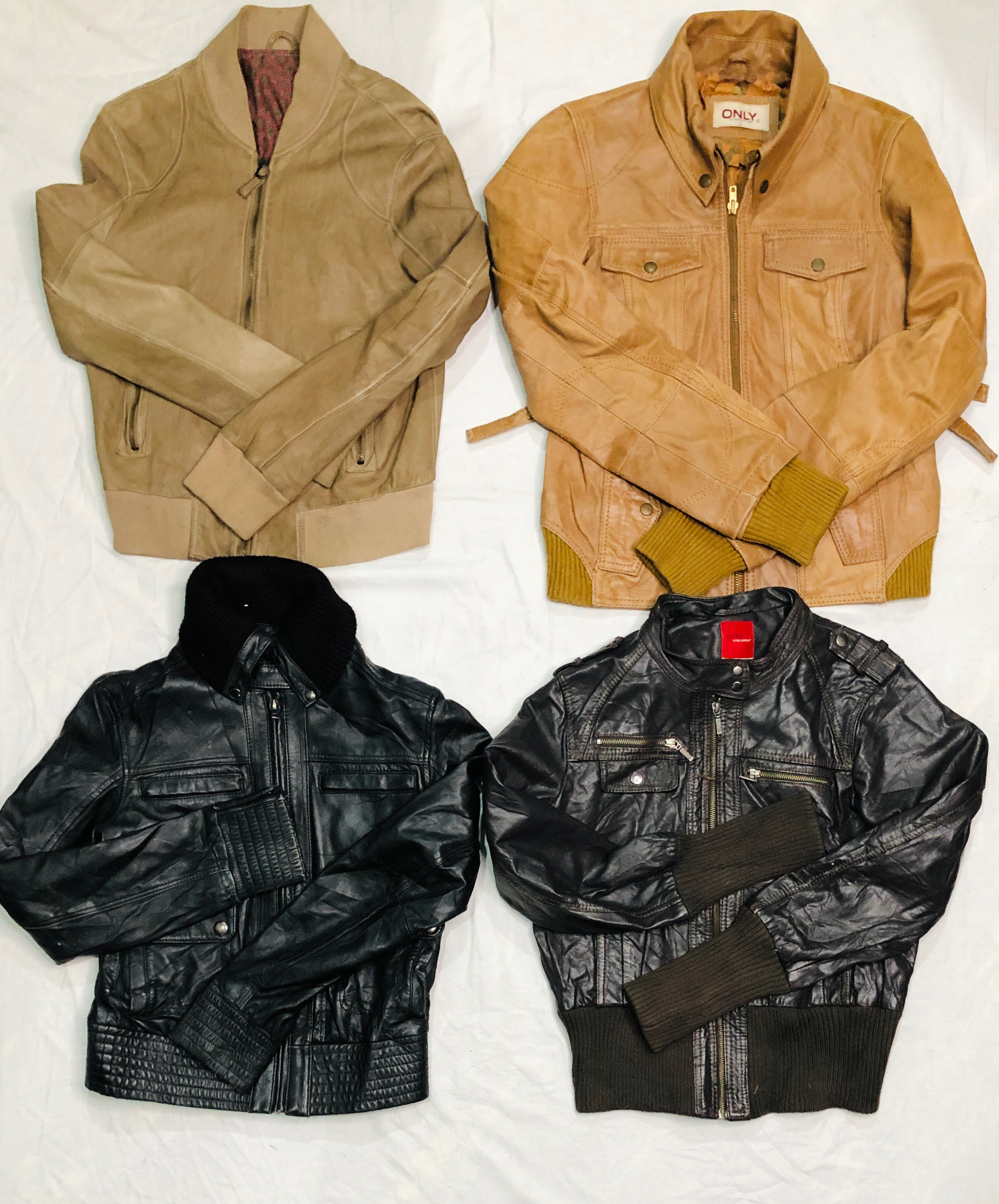 Rib Leather Bomber Jackets for Girls