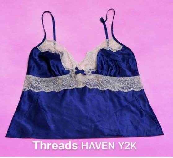 TH # 32 Y2K Crope nick Y2K 2000s Satin Look Slip C..