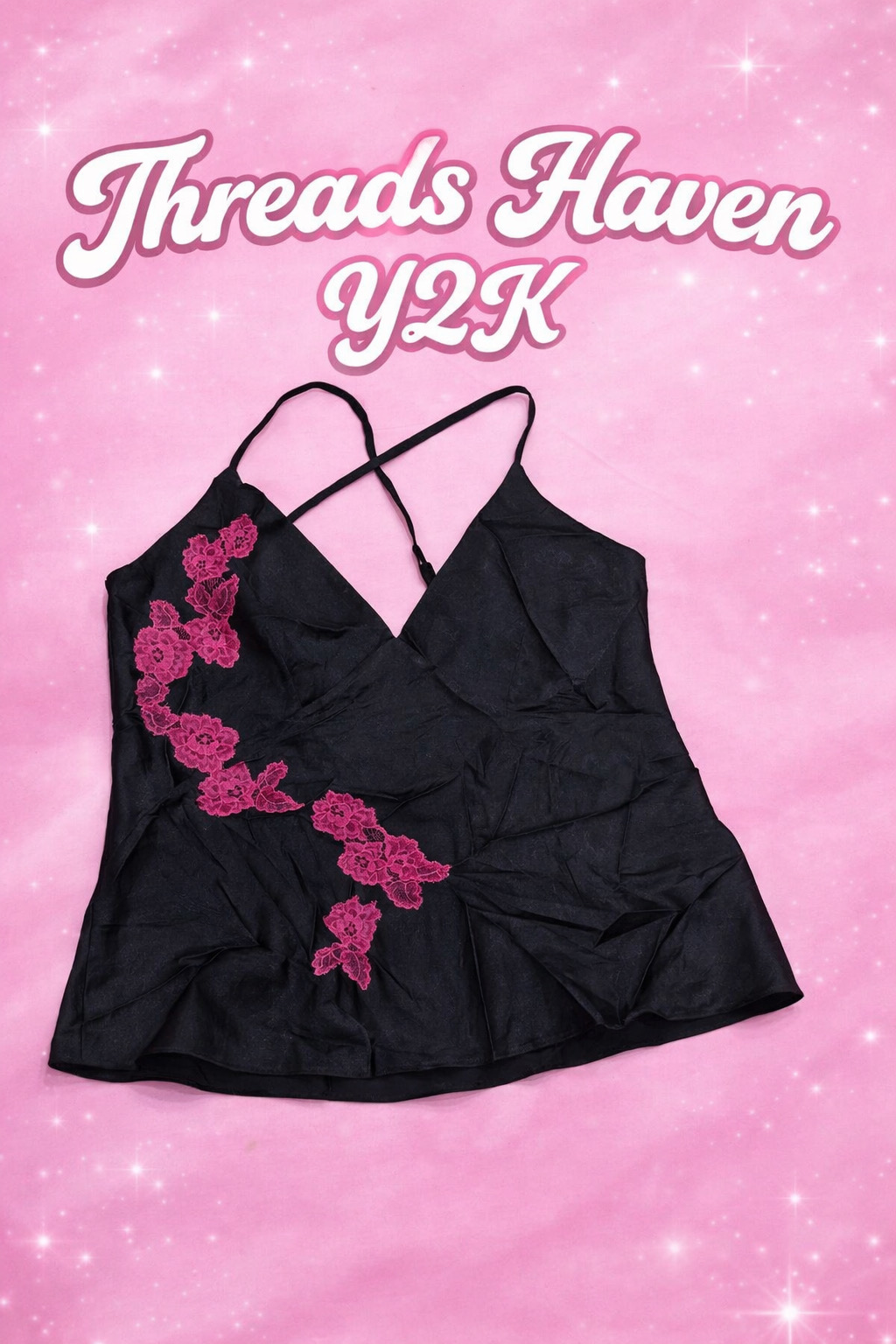 TH # 41 Y2K 2000s Satin Look Slip silk Cami Top