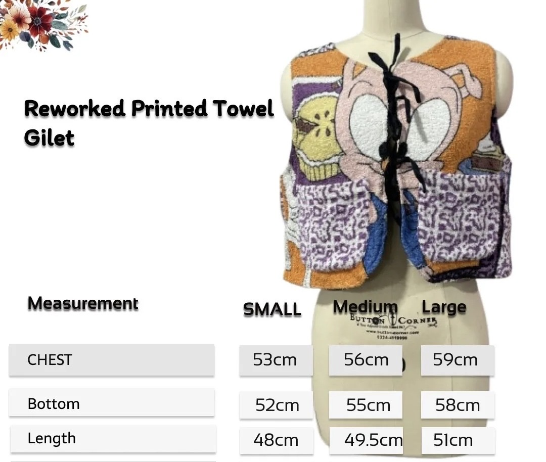 Upcycled Printed Towel Gilet