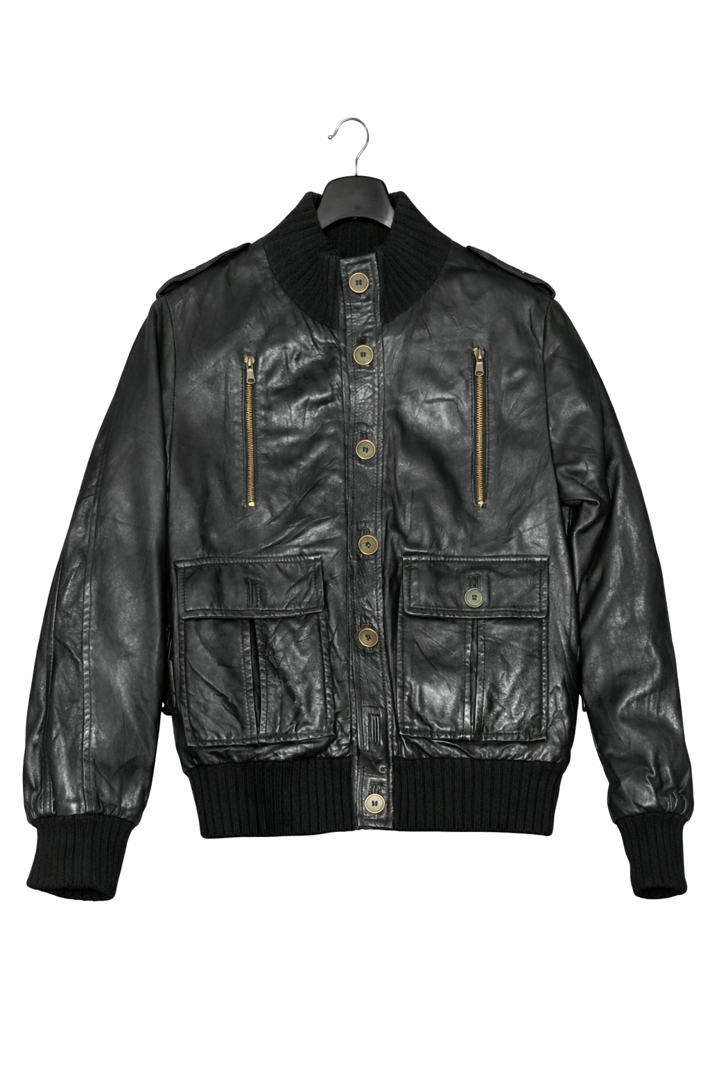 Y2K Leather Jackets Vintage Ribbed Mix