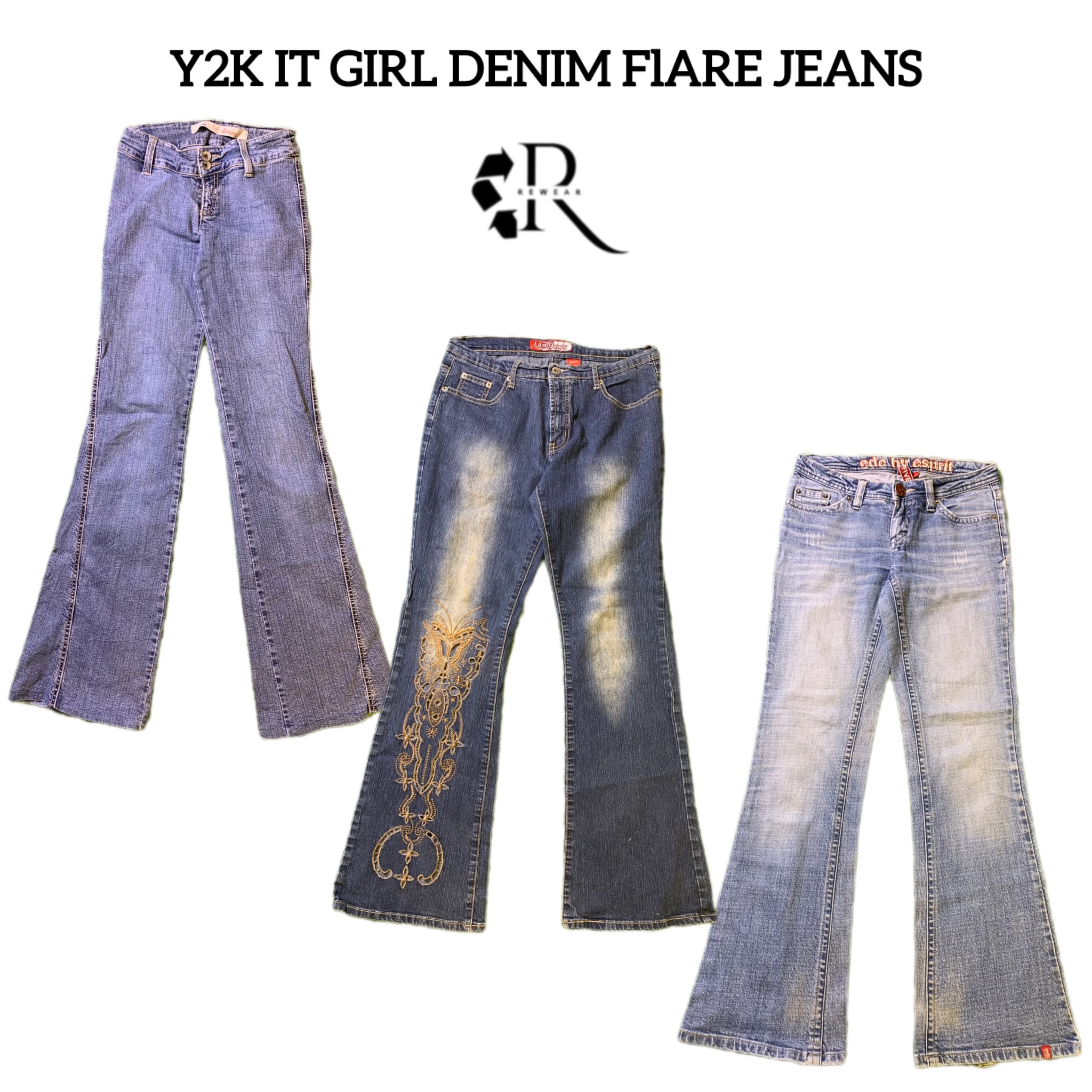 Y2K NYc IT Girl Denim. Flare Jeans RW-1575