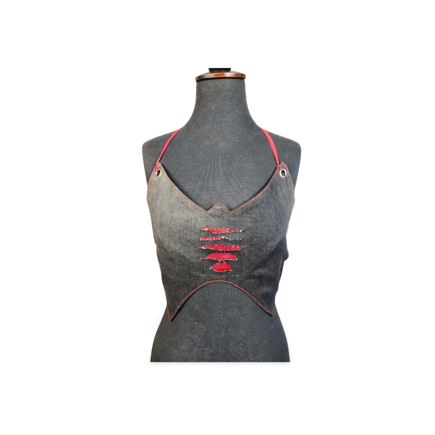 UPCYCLIED BUTTERFLY DENIM TOP