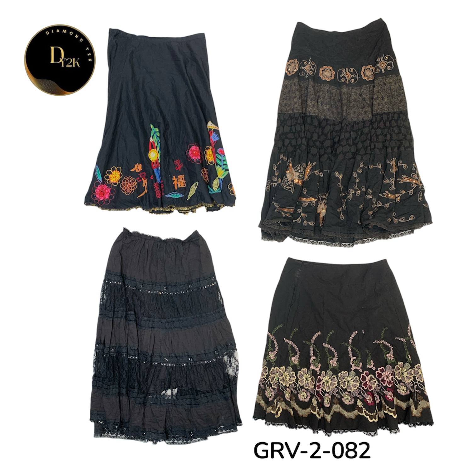 Women’s Black Cotton Skirt with Intricate Embroide..