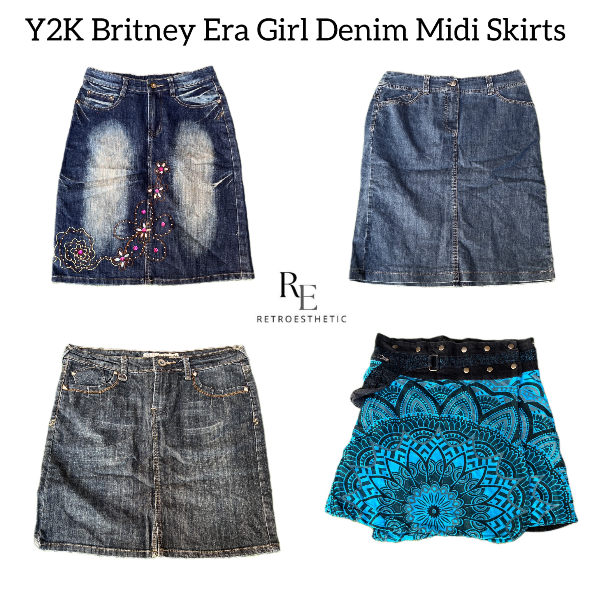 Y2K NYC IT Girl Denim Midi Skirts RE-2777