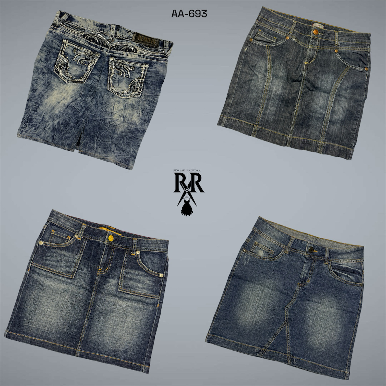Y2K IT Girl Denim Midi Mix Röcke (AA-693)