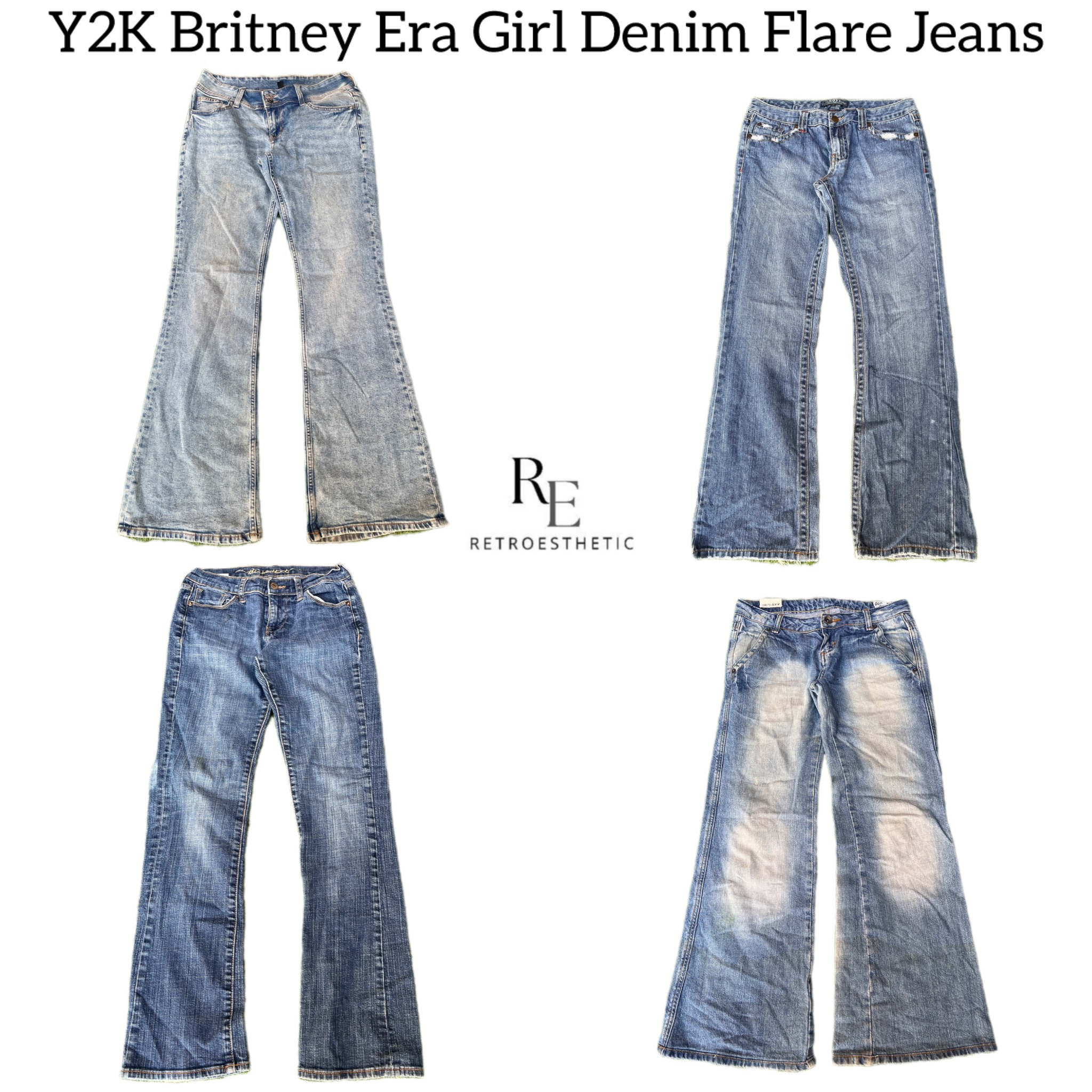 Y2K Britney Era Girl Denim Flare Jeans RE-2783