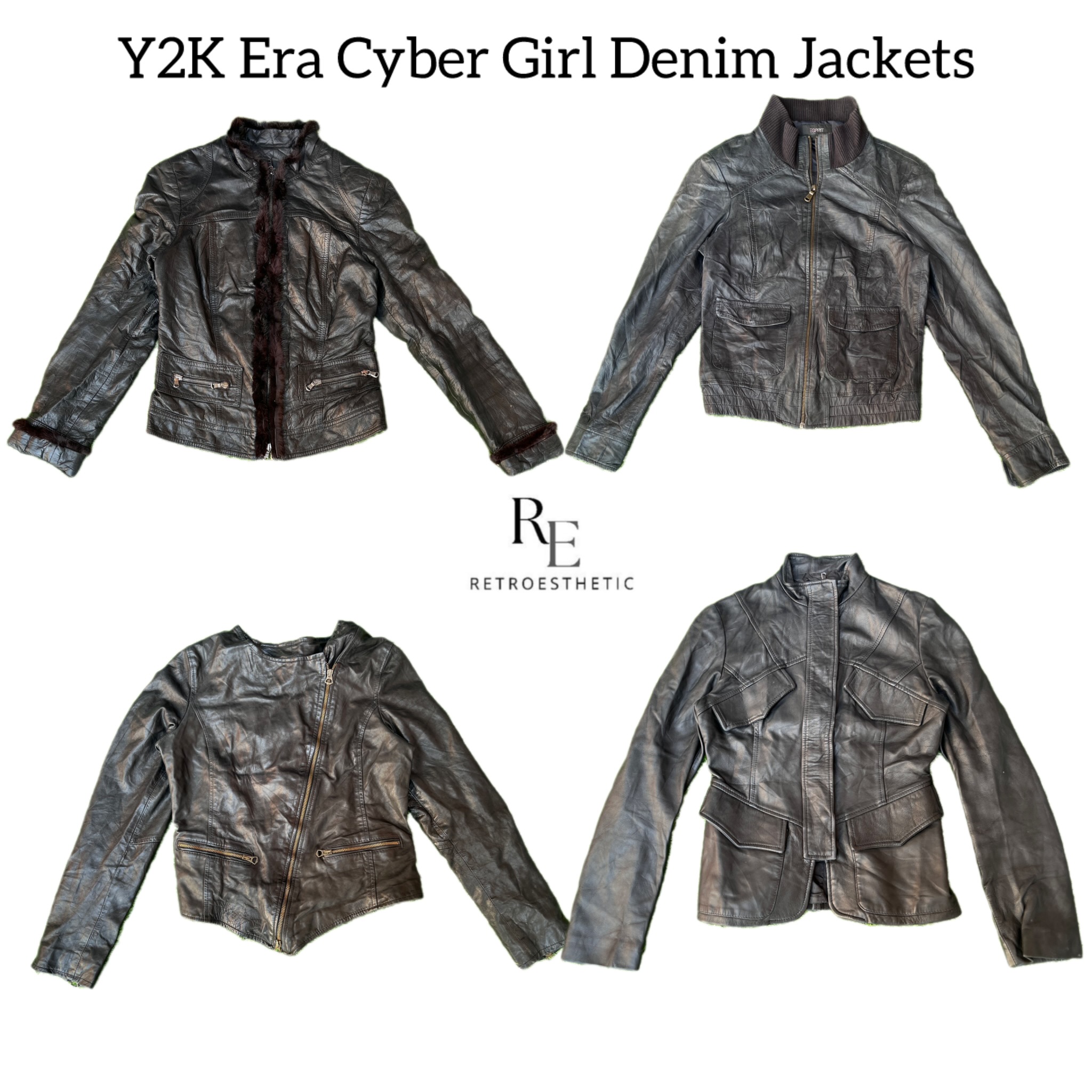 Y2K Era Cyber Girl Leather Jackets RE-2785