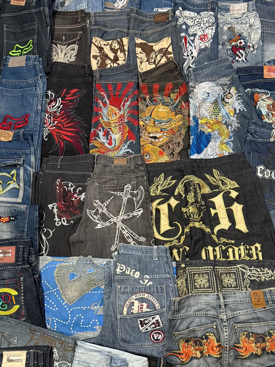Japanese Style Embroidery Branded Jeans