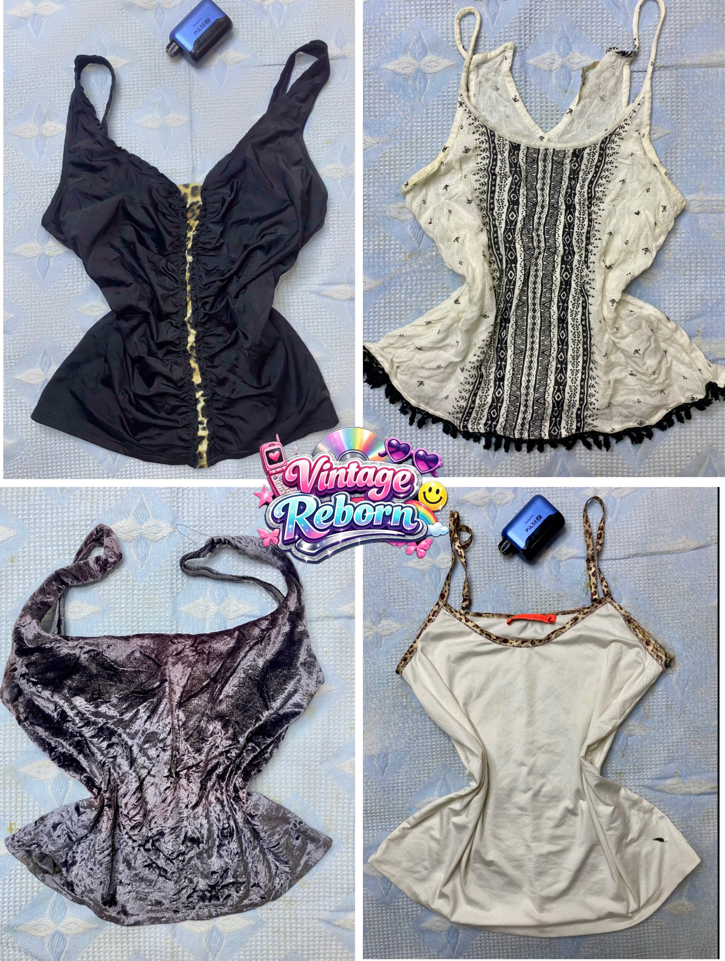 Pacote de Cami Vintage Y2K e Top de Declaração – E..