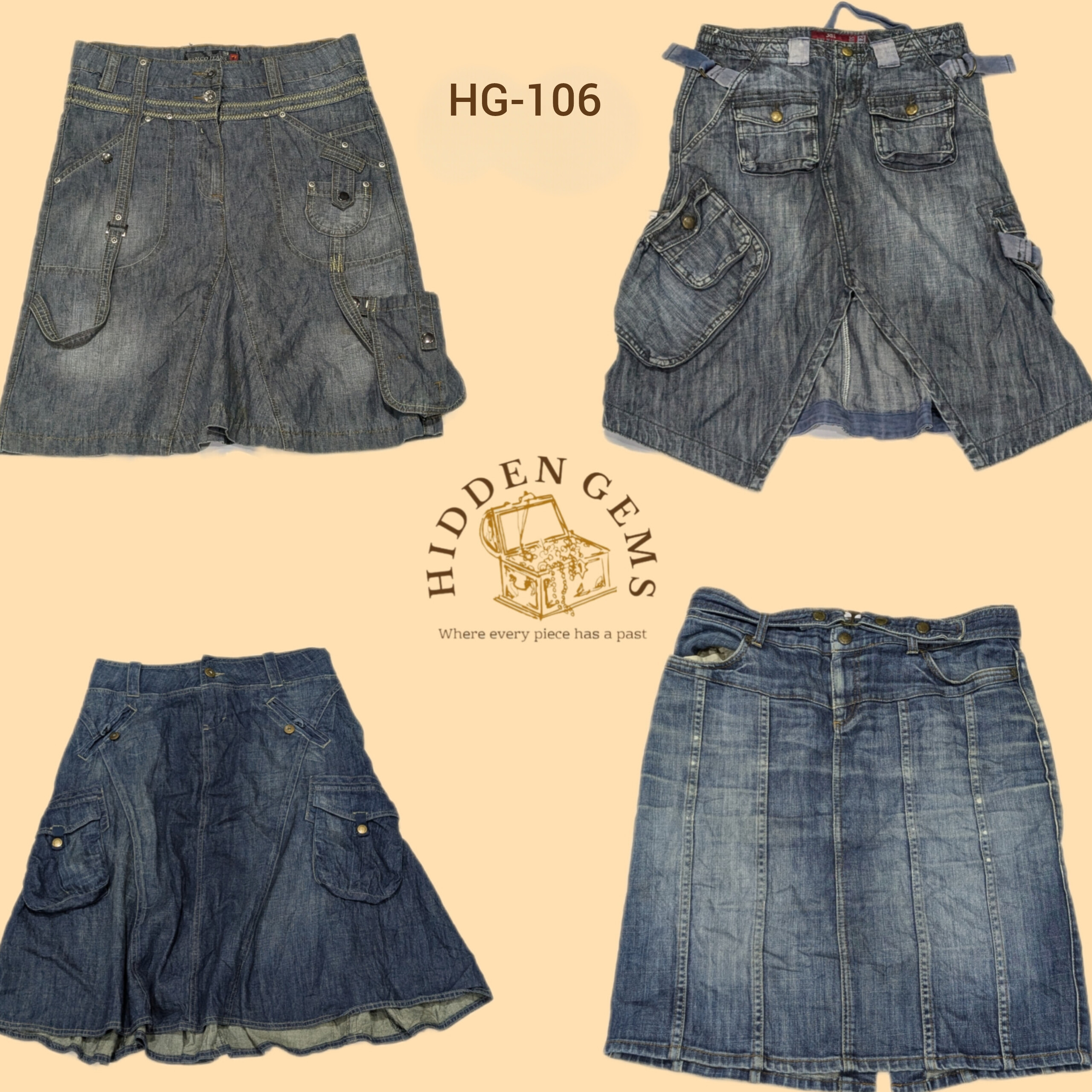 Y2K Einzigartige Denim Midi-Röcke (HG-106)