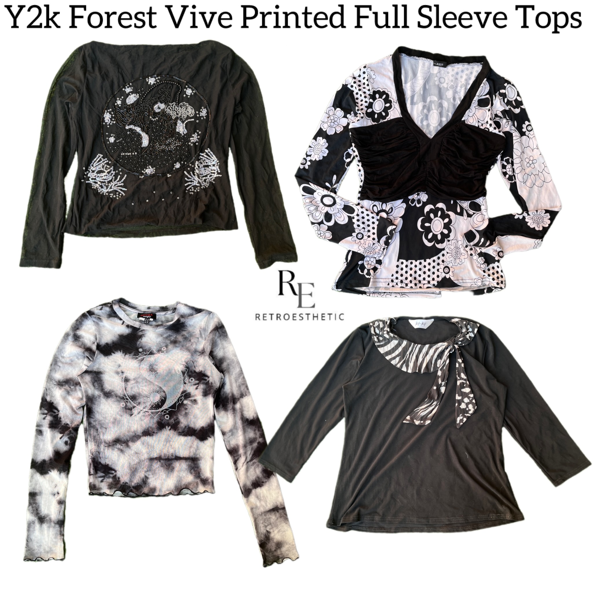 Y2K Forest Vibe Printed Full Sleeve Top RE-2801