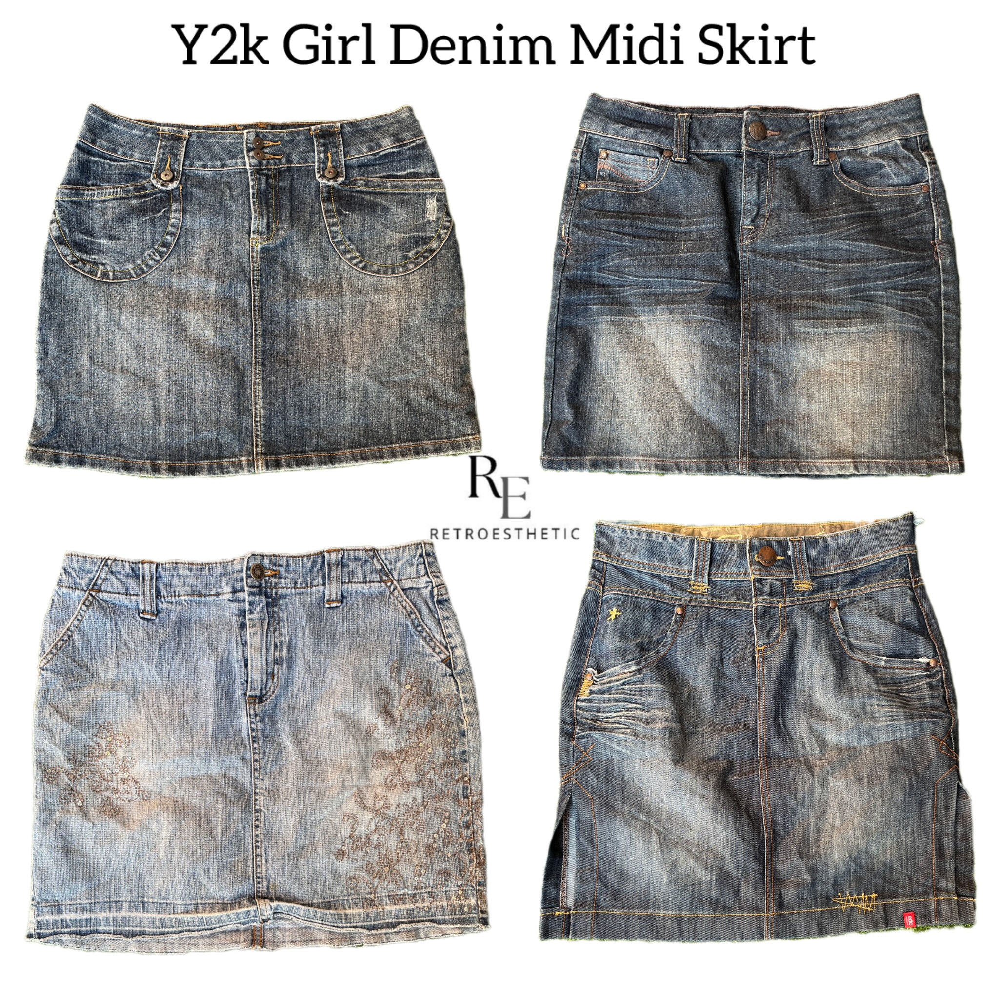 Y2k Girl Denim Midi Röcke RE 2805
