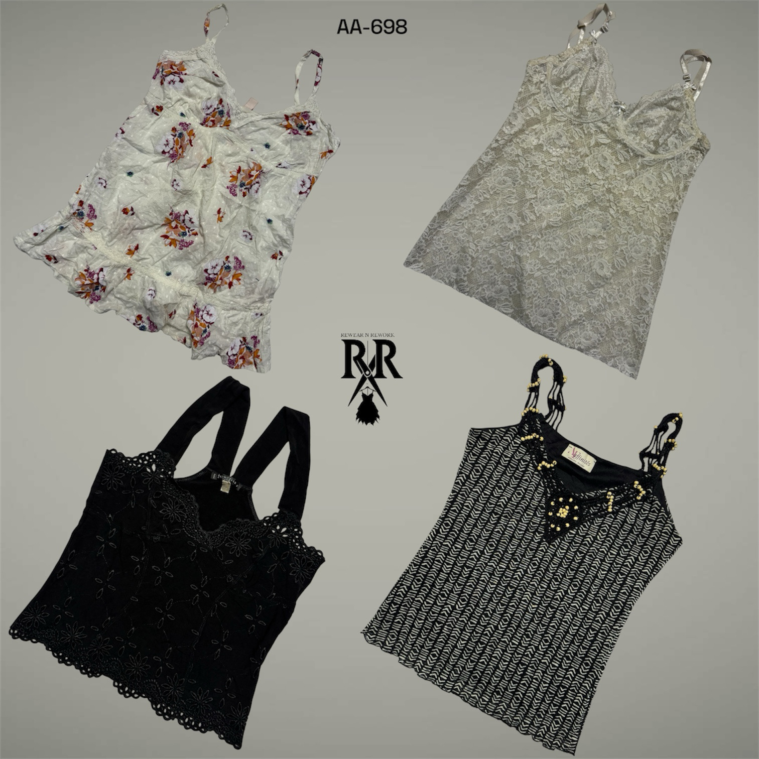 Y2K White and Black Mix Cami Tops (AA-698)