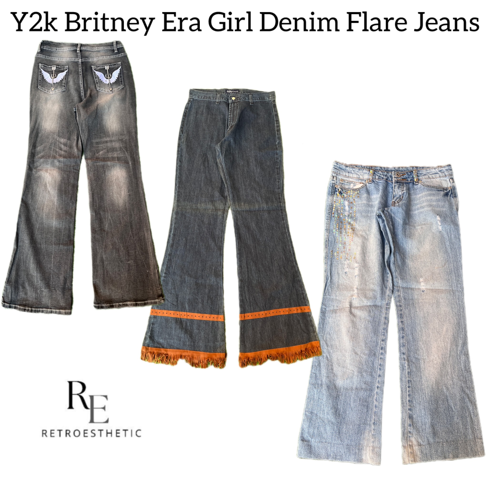 Y2k Britney Era Girl Denim Flare Jeans Re 2806