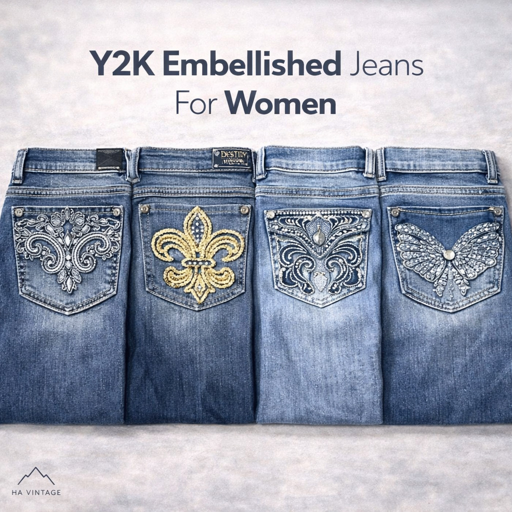 Y2K Bootcut verzierten Damenjeans
