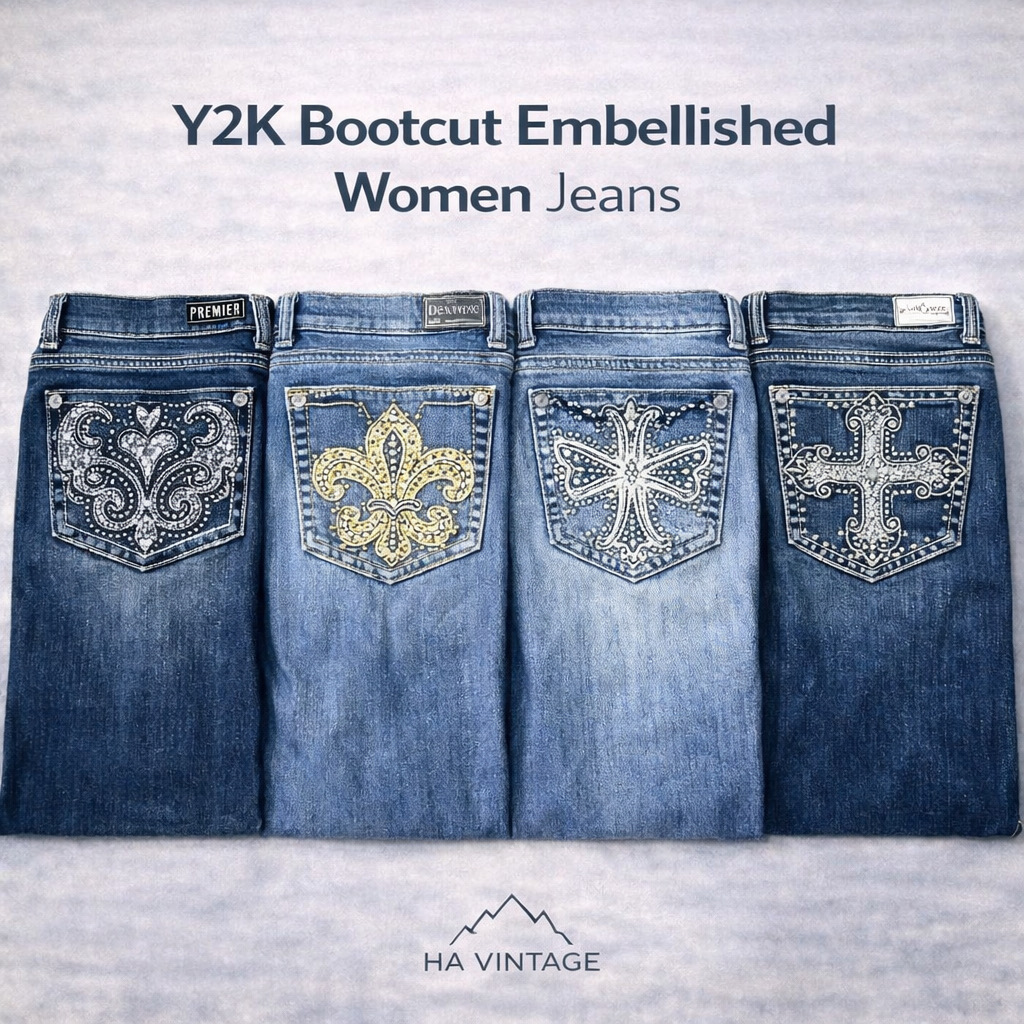Y2K Bootcut Embellished Women Jeans